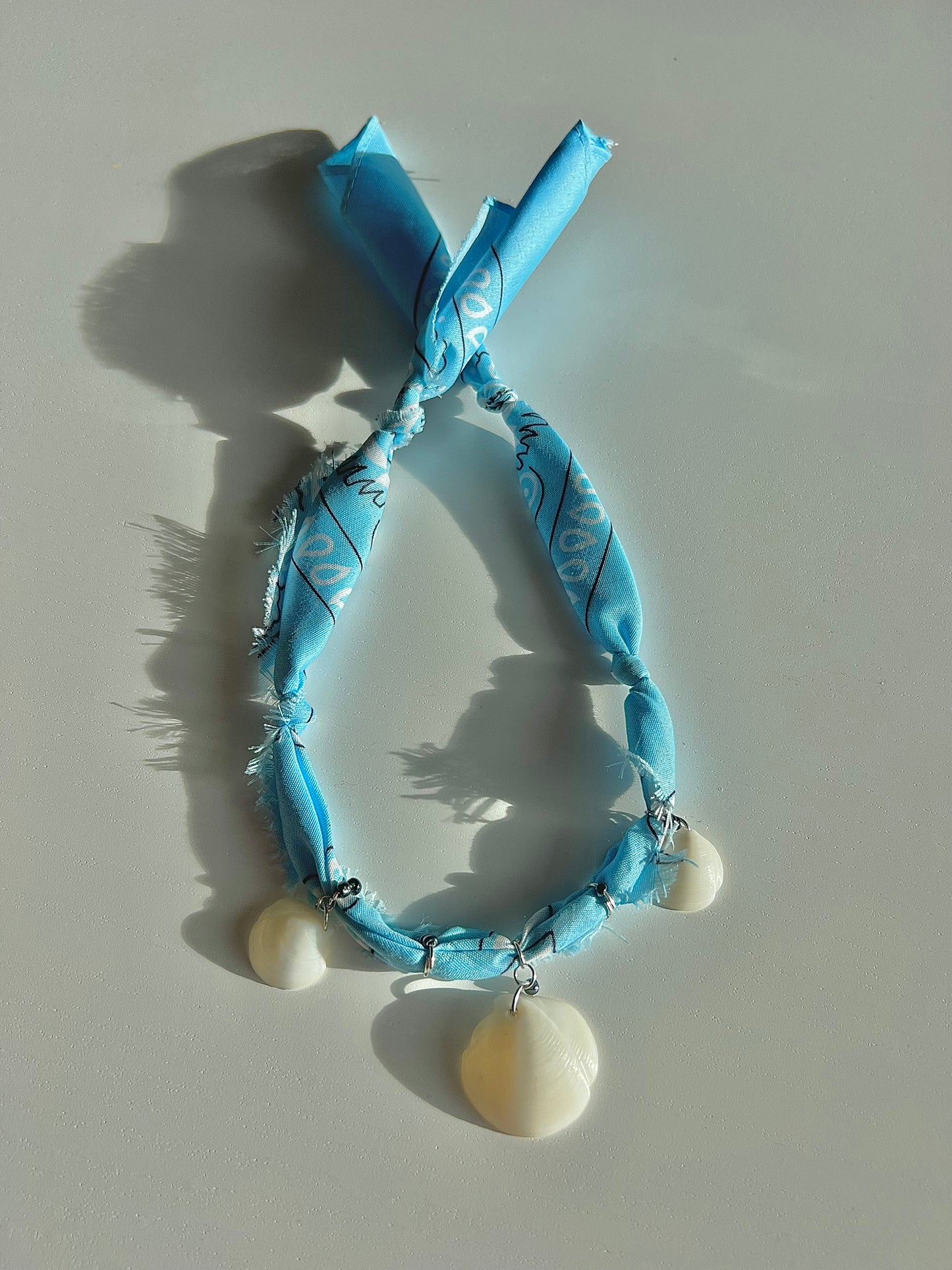 Baby Blue Shell Bandana Necklace