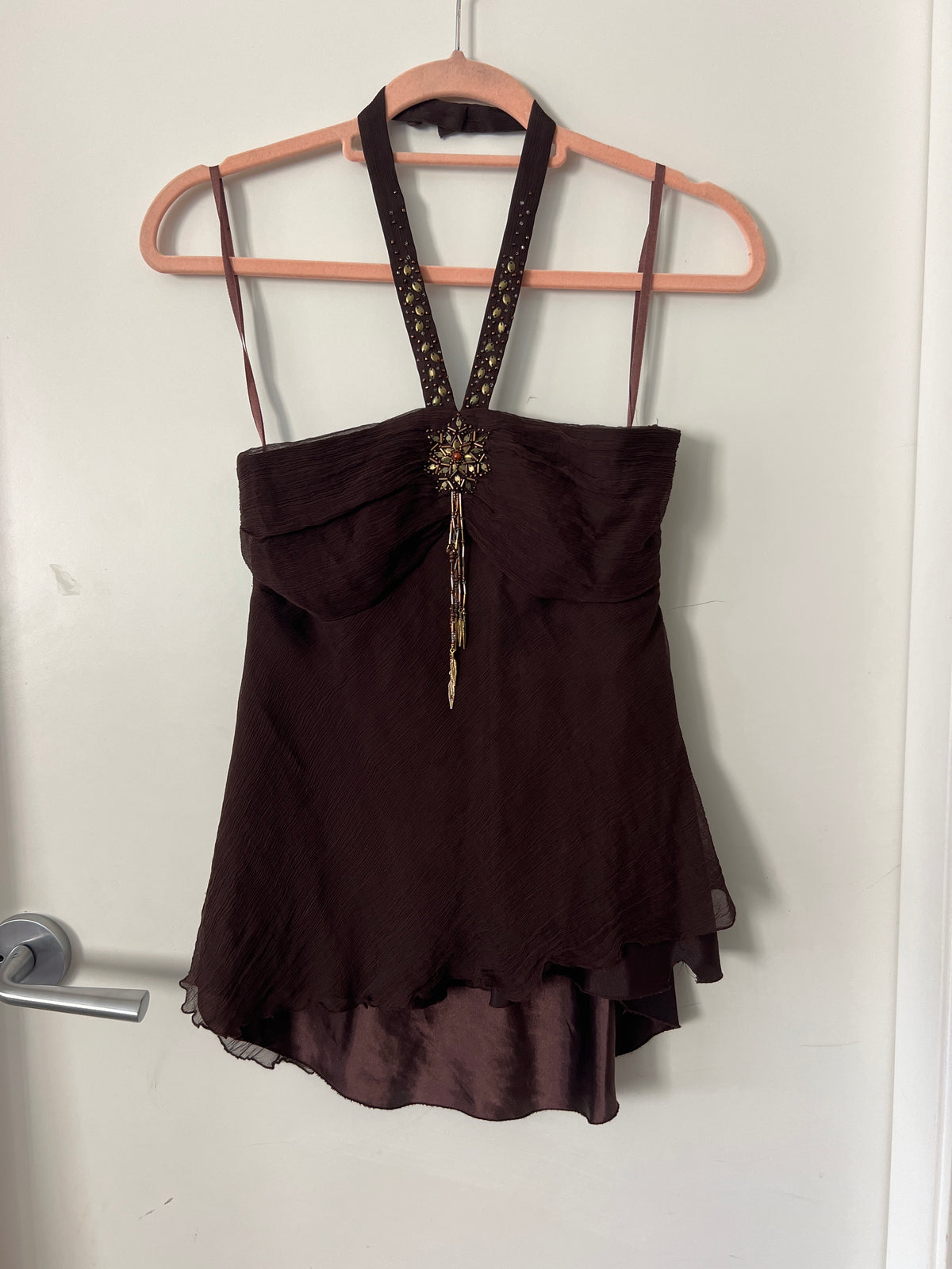 Embellished brown halter