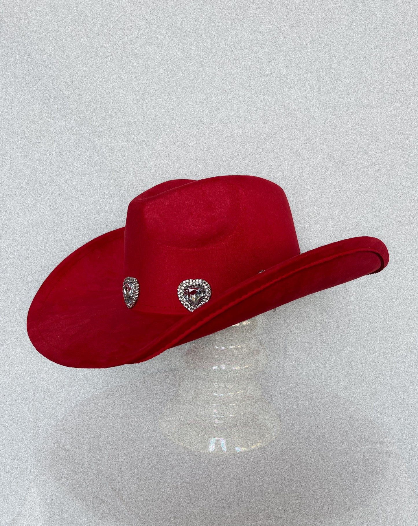 Rhinestone Pave Heart Red Cowboy Hat