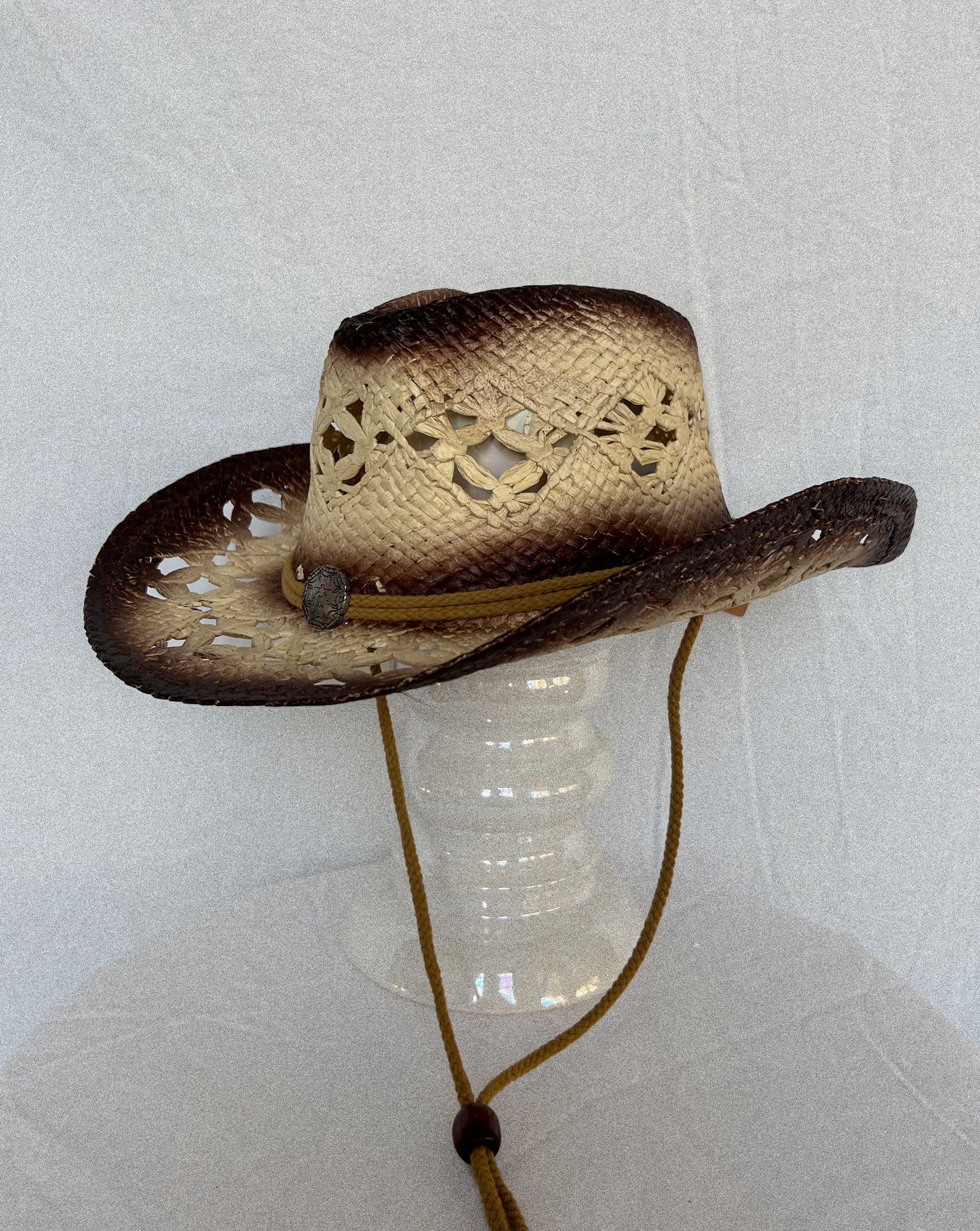 Rope Strap Straw Cowboy Hat