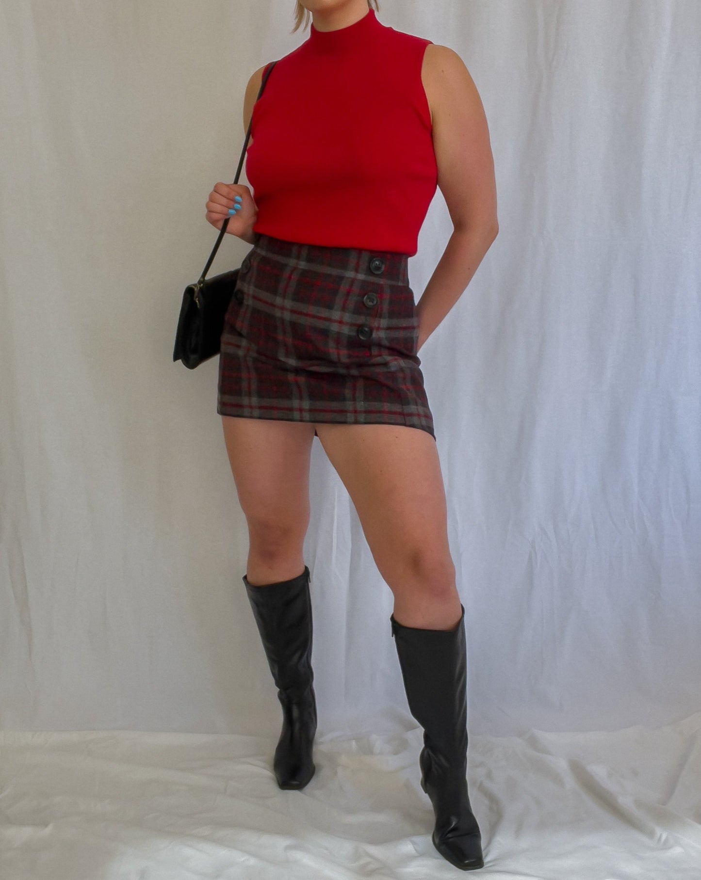 Woven Plaid Mini Skirt