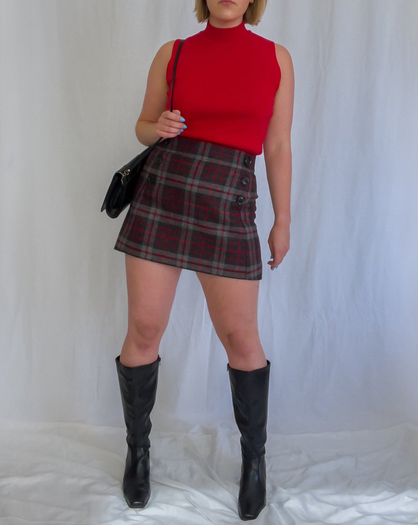 Woven Plaid Mini Skirt
