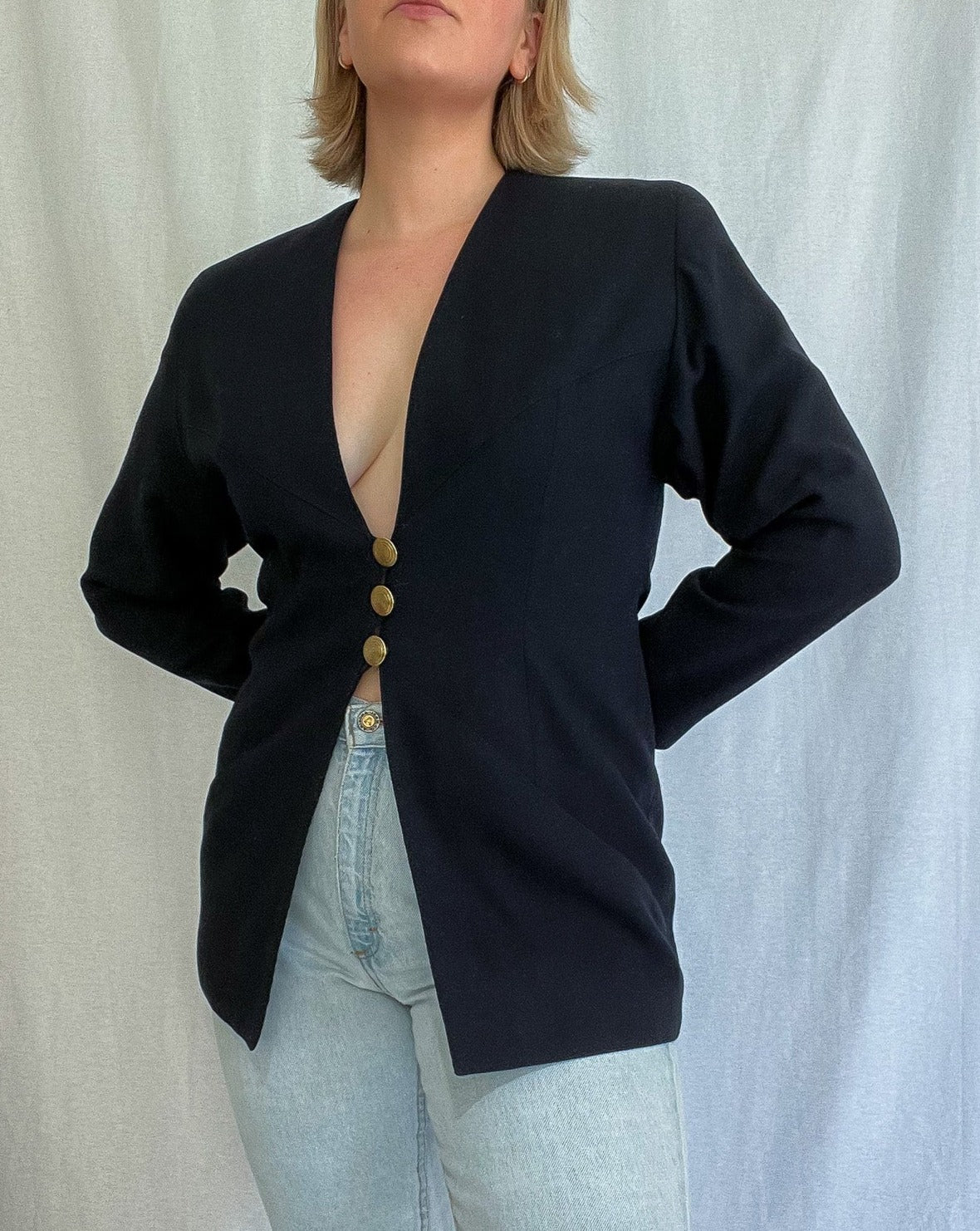 Vintage Navy Triple Button Blazer