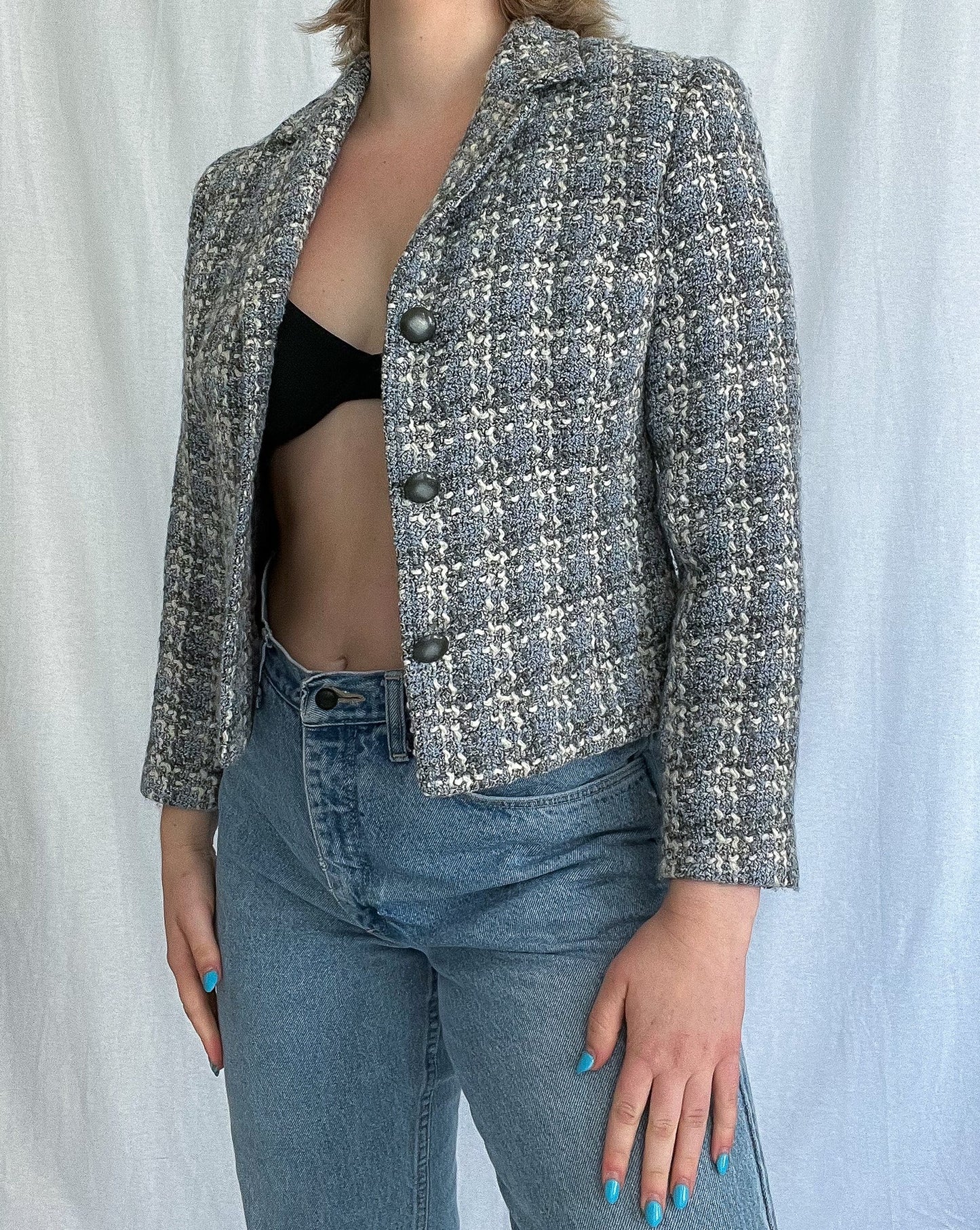 Baby Blue Tweed Blazer