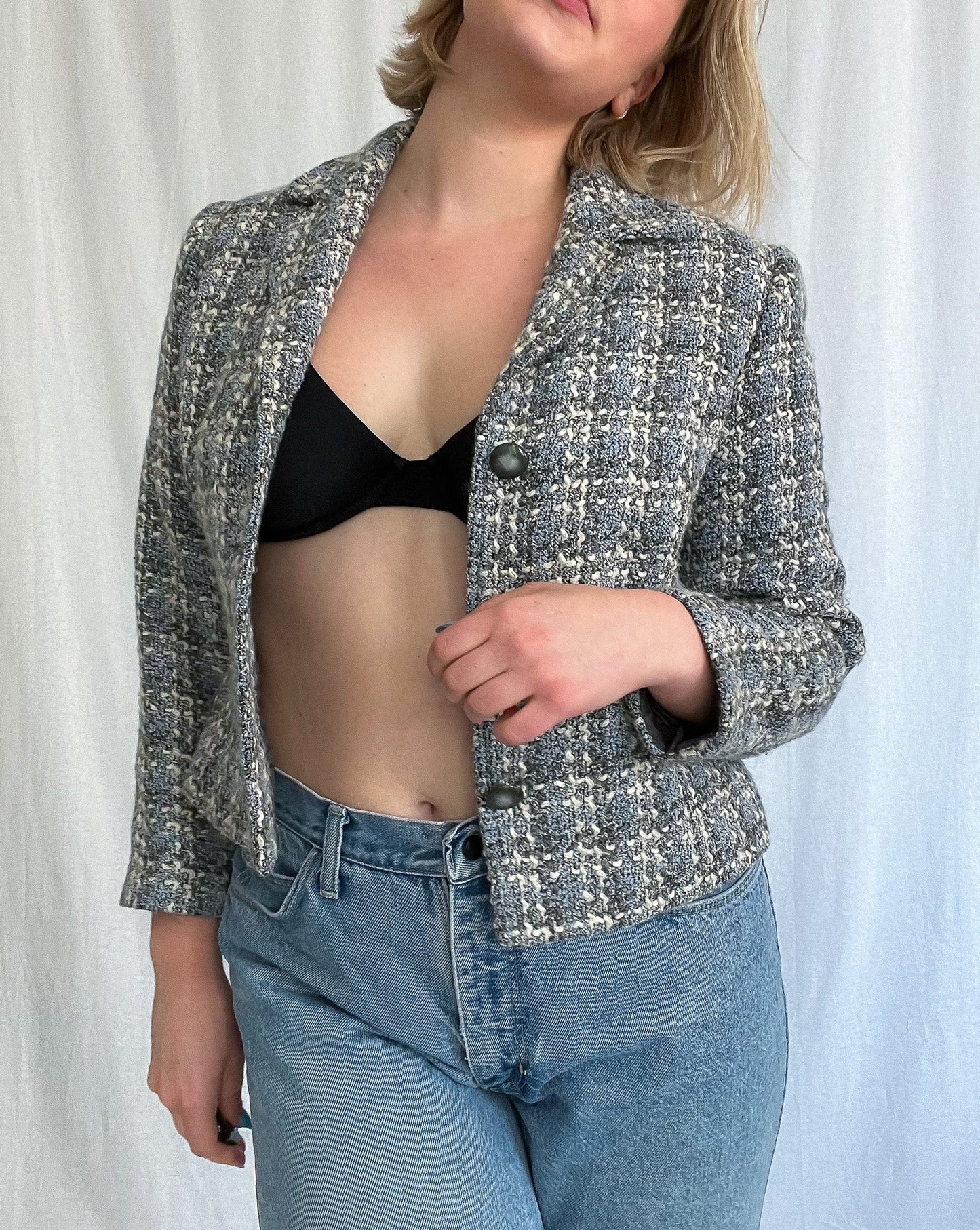 Baby Blue Tweed Blazer