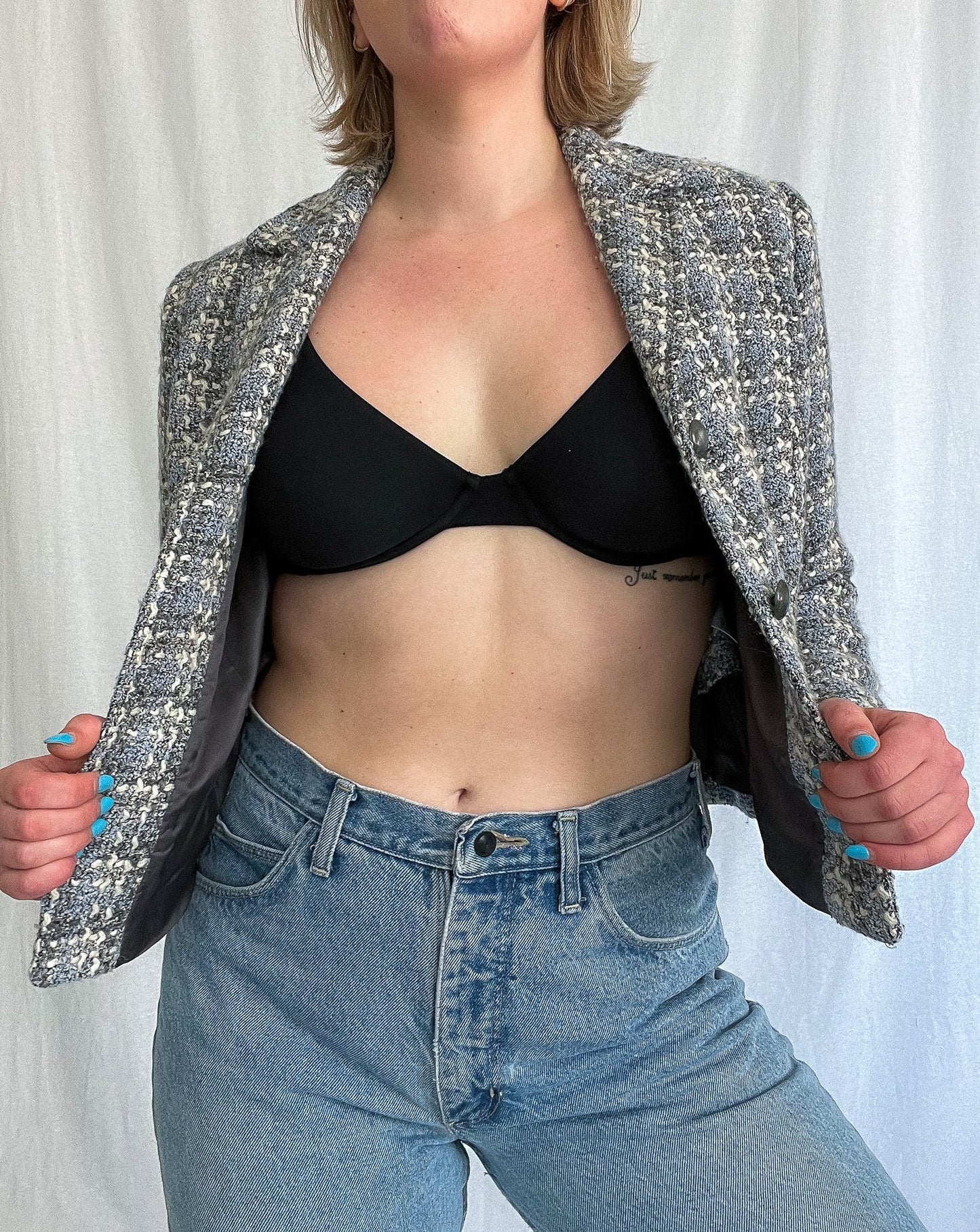 Baby Blue Tweed Blazer