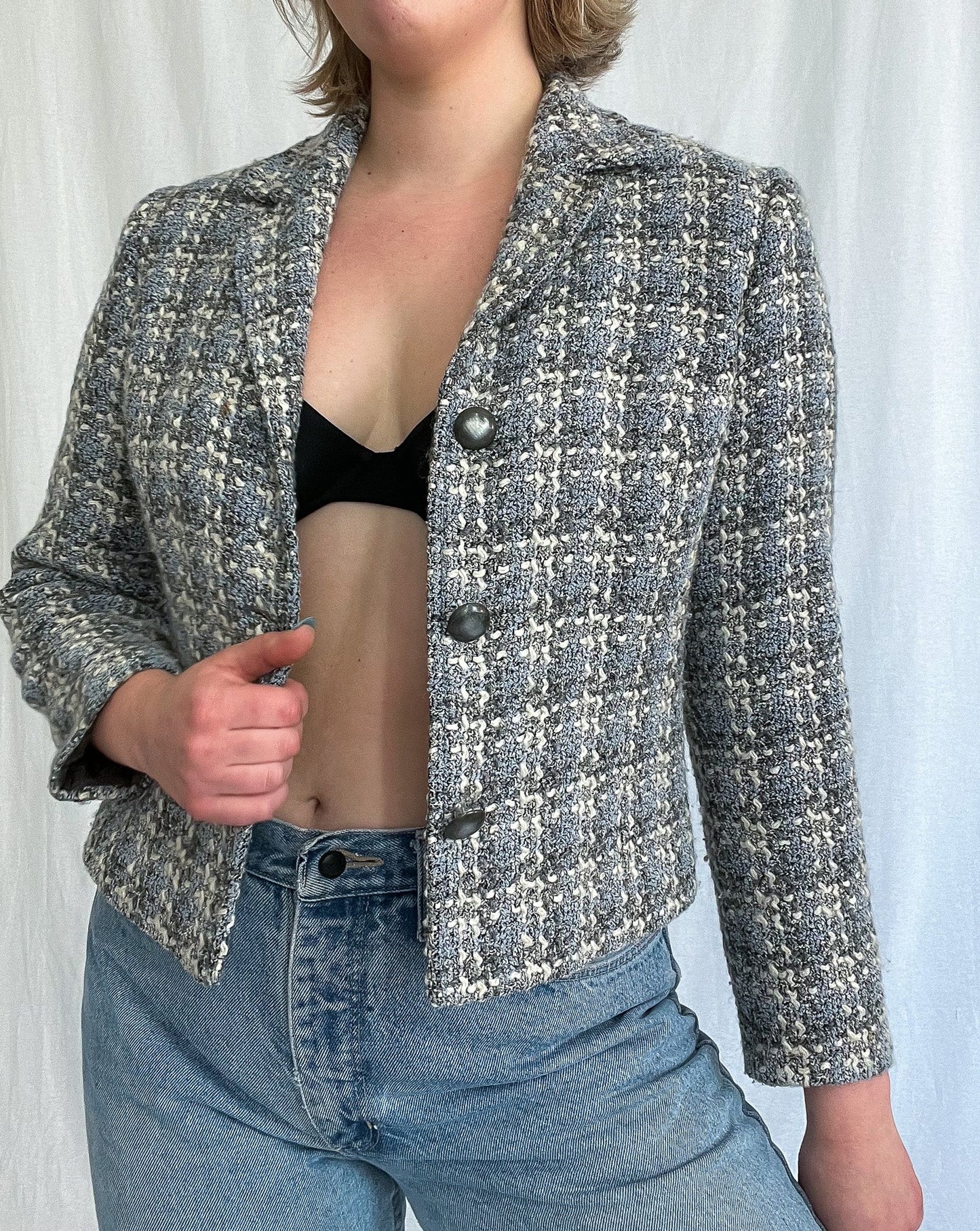 Baby Blue Tweed Blazer