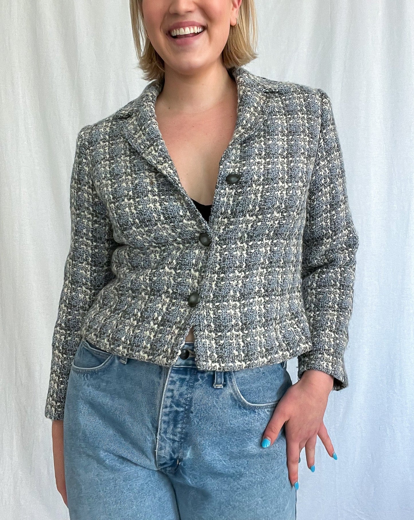 Baby Blue Tweed Blazer
