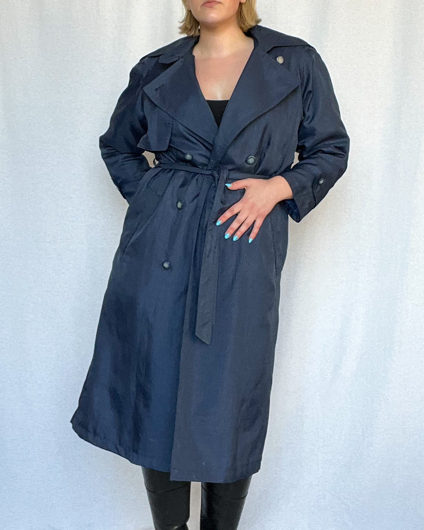 Vintage 90s - Navy - Trench Coat