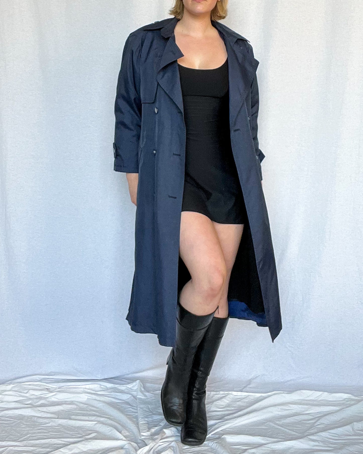 Vintage 90s - Navy - Trench Coat