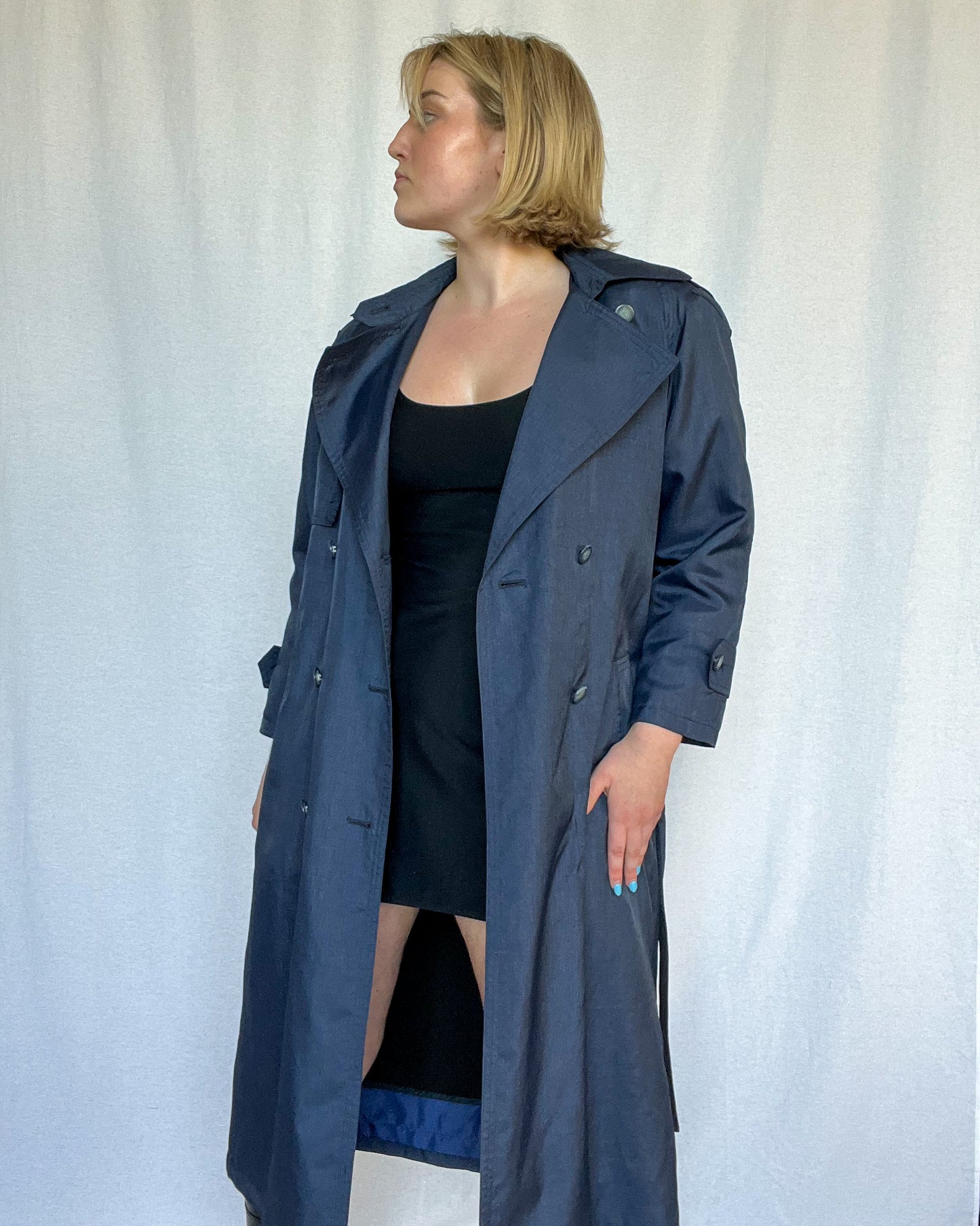 Vintage 90s - Navy - Trench Coat