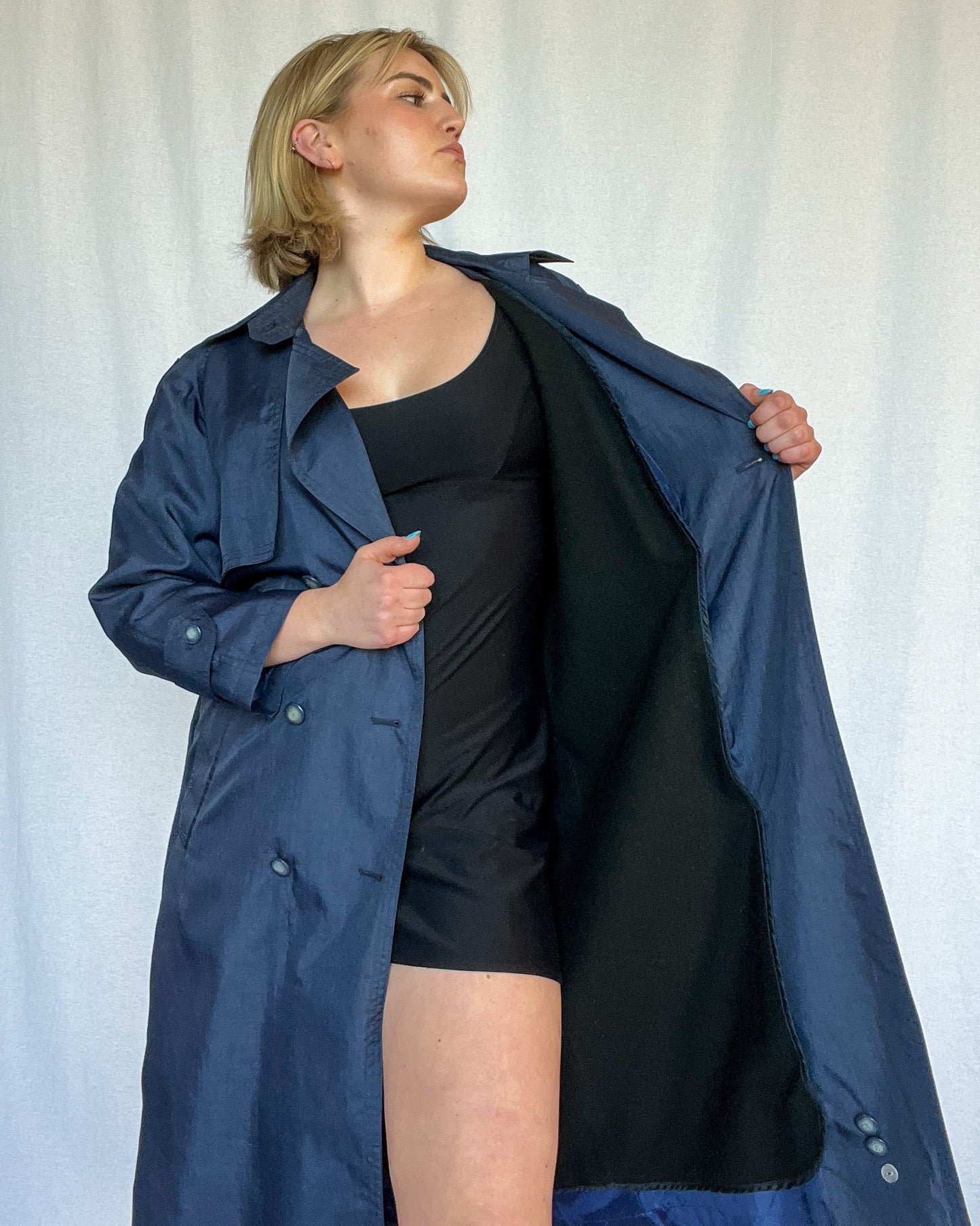 Vintage 90s - Navy - Trench Coat