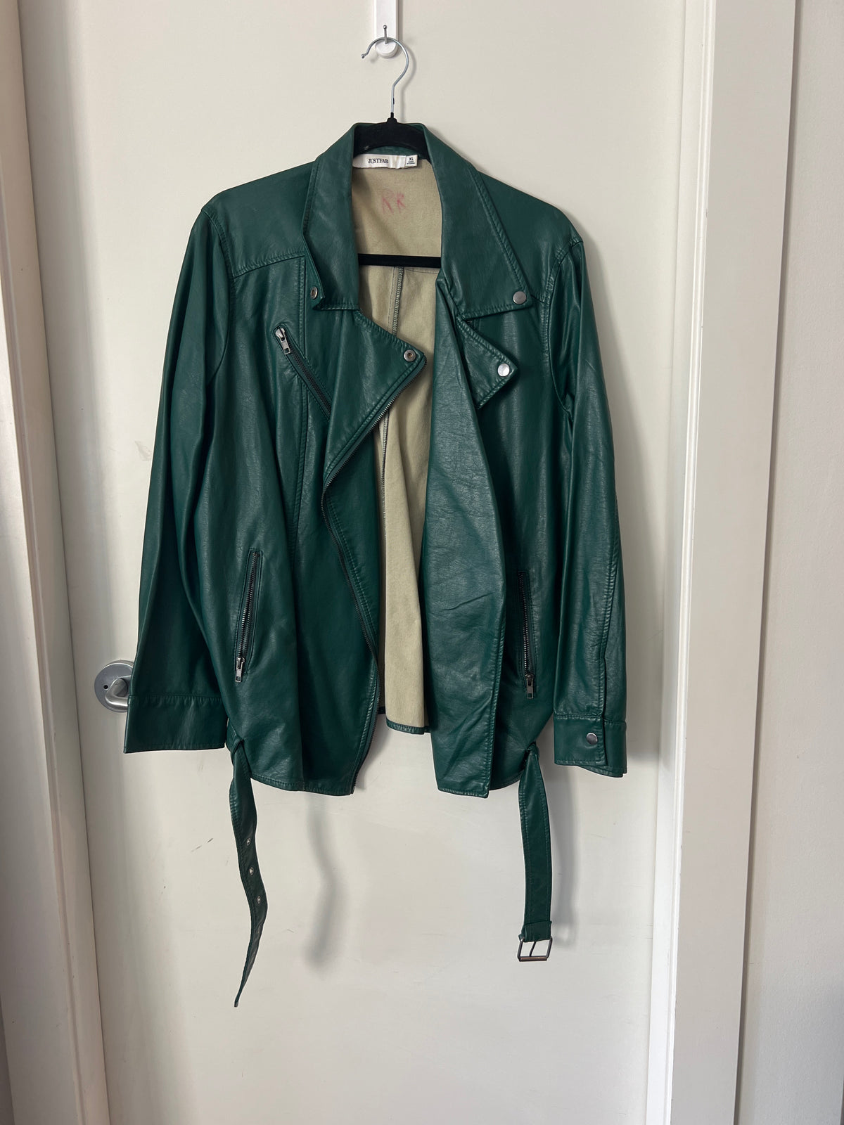 Green biker jacket