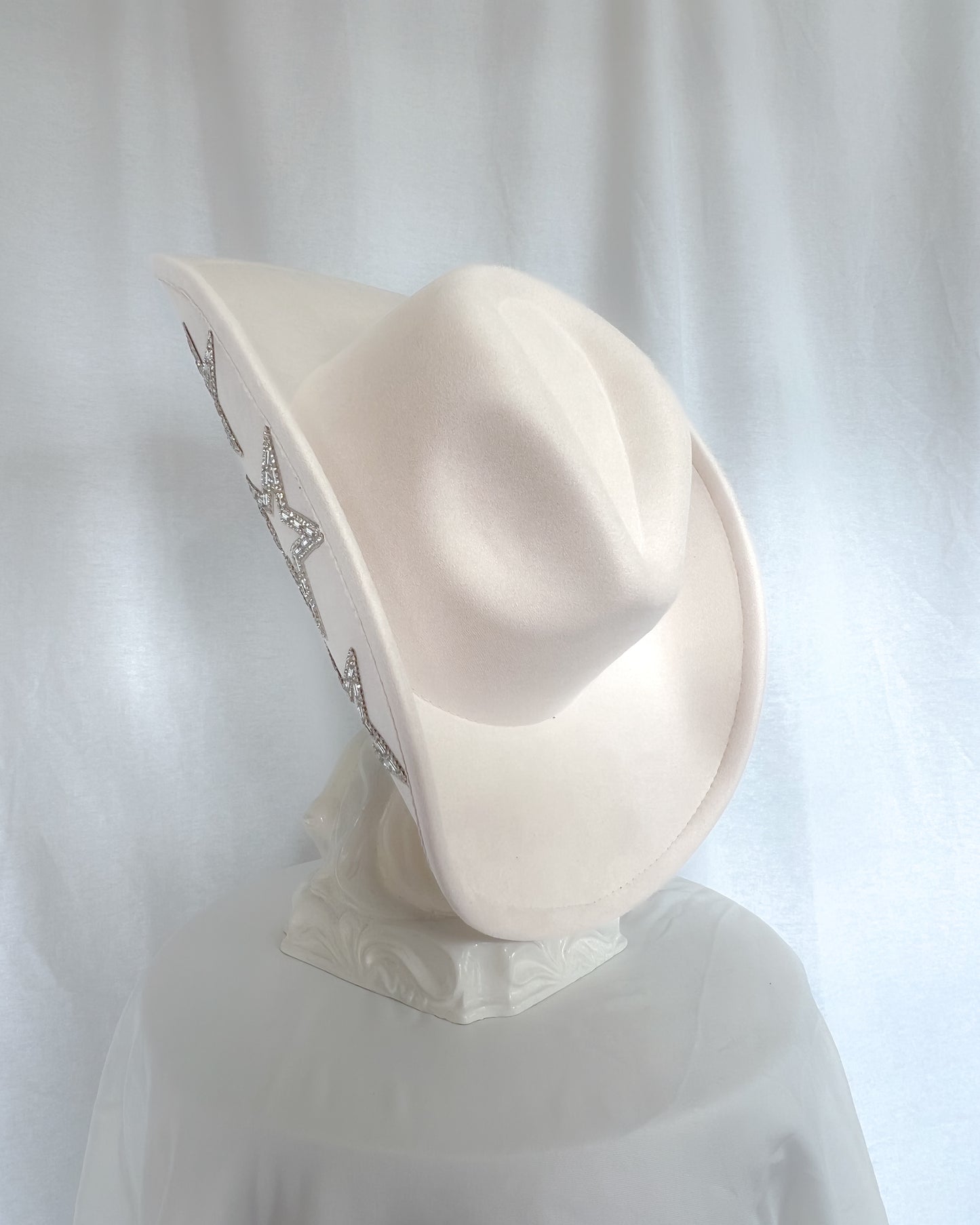 Rhinestone star cowboy hat with studded brim wide western hat