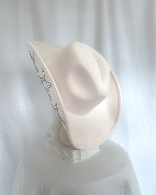 Rhinestone star cowboy hat with studded brim wide western hat