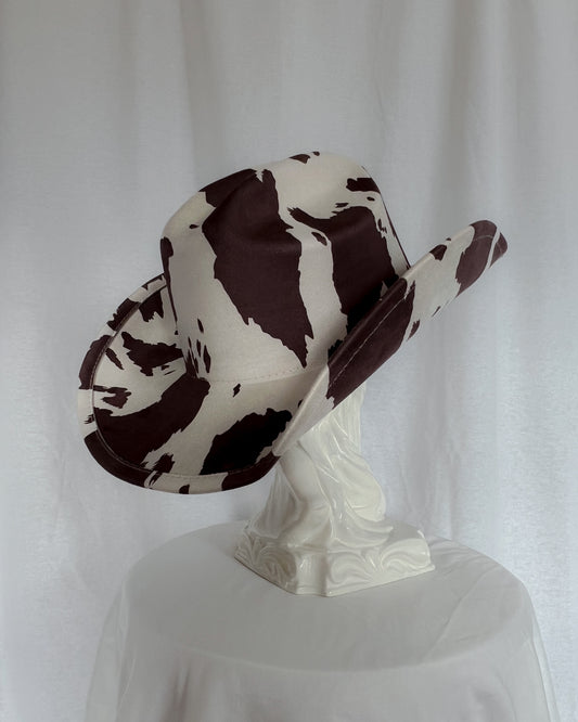 Rustic Wrangler – Brown Cow Print Cowboy Hat