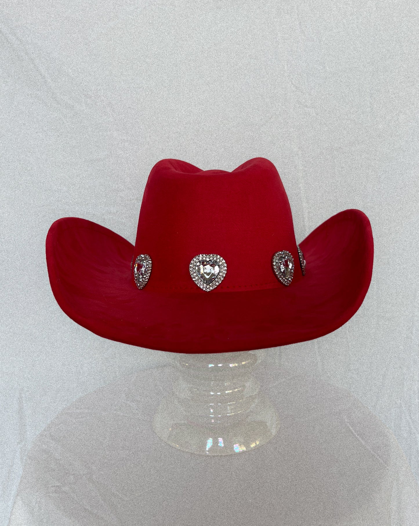 Rhinestone Pave Heart Red Cowboy Hat