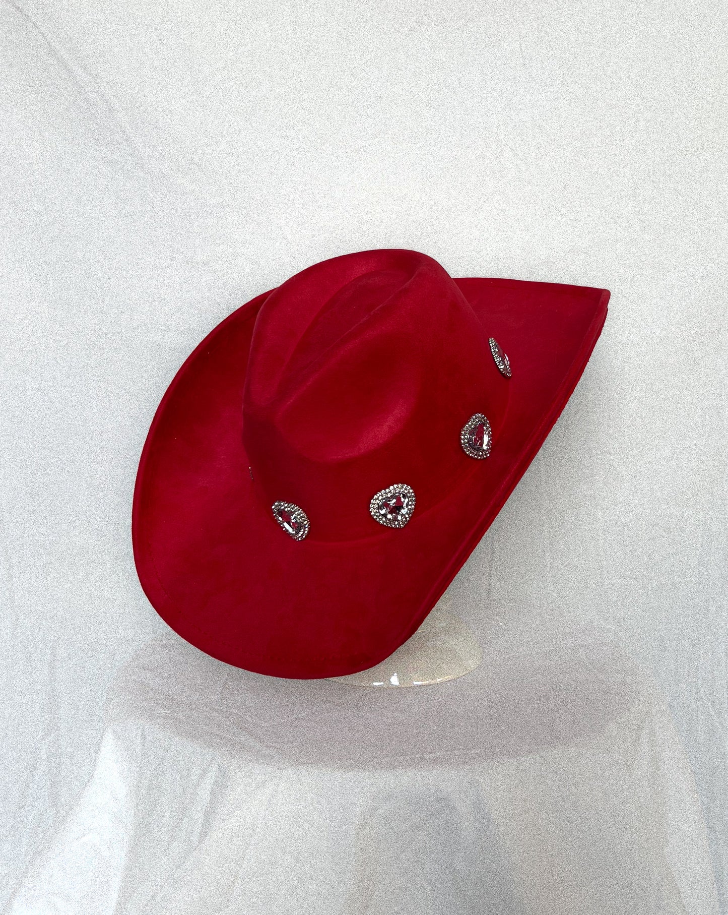 Rhinestone Pave Heart Red Cowboy Hat