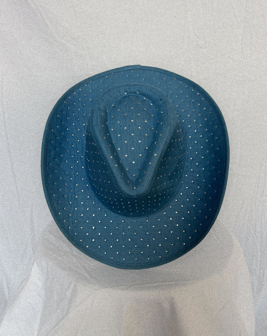 Blue Jean Baby – Light Wash Rhinestone Studded Denim Cowboy Hat