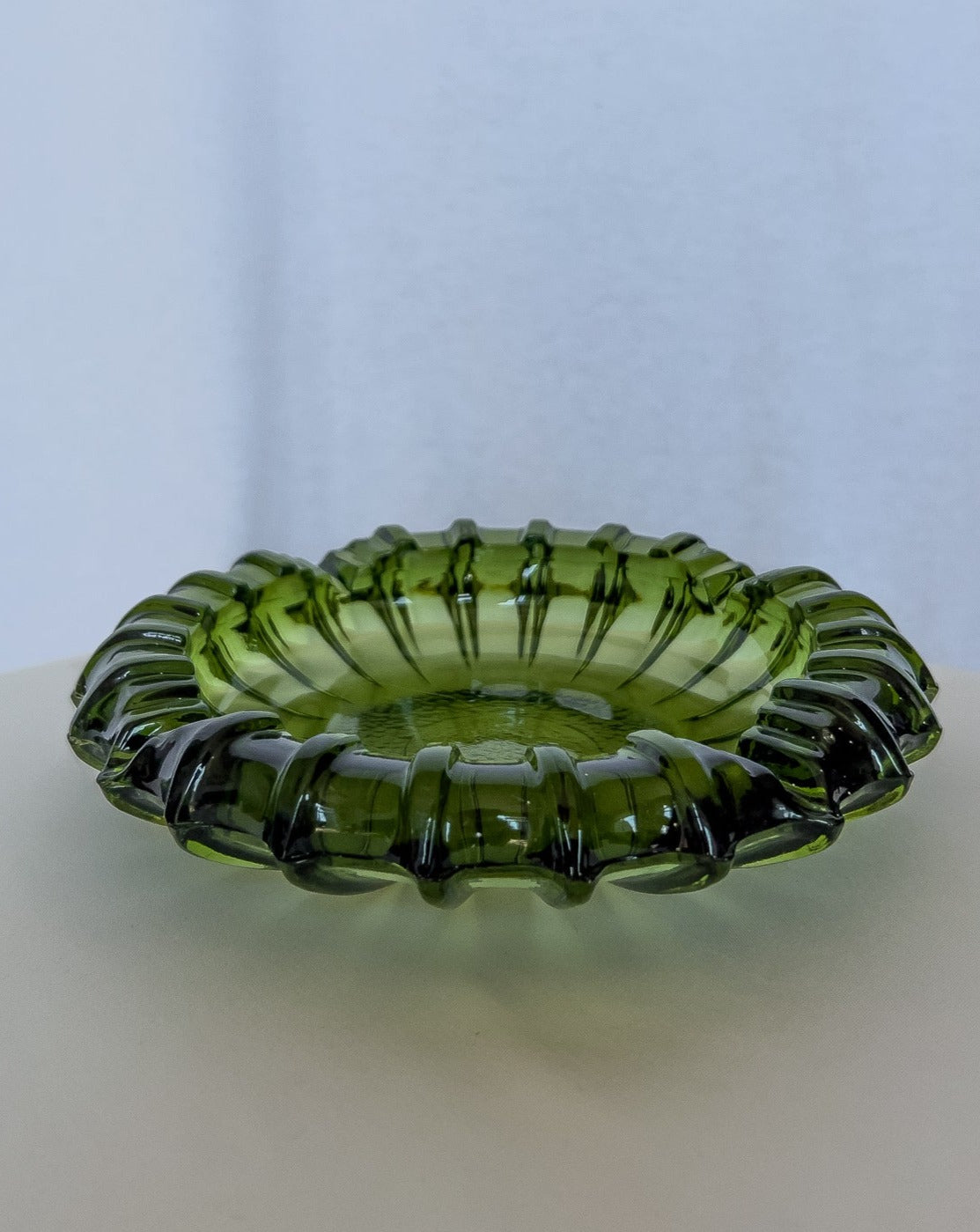 Amber Green Glass Ashtray