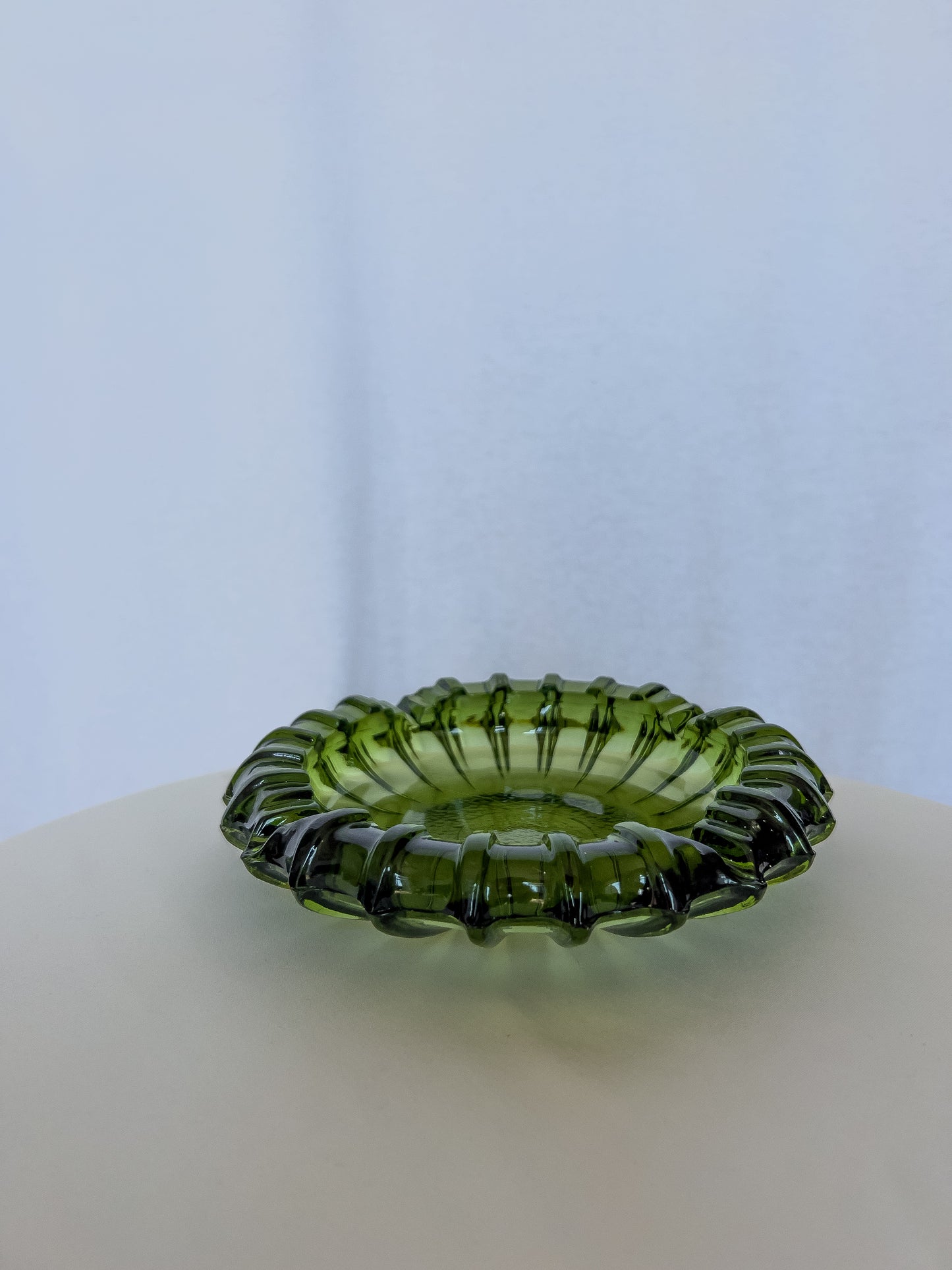 Amber Green Glass Ashtray