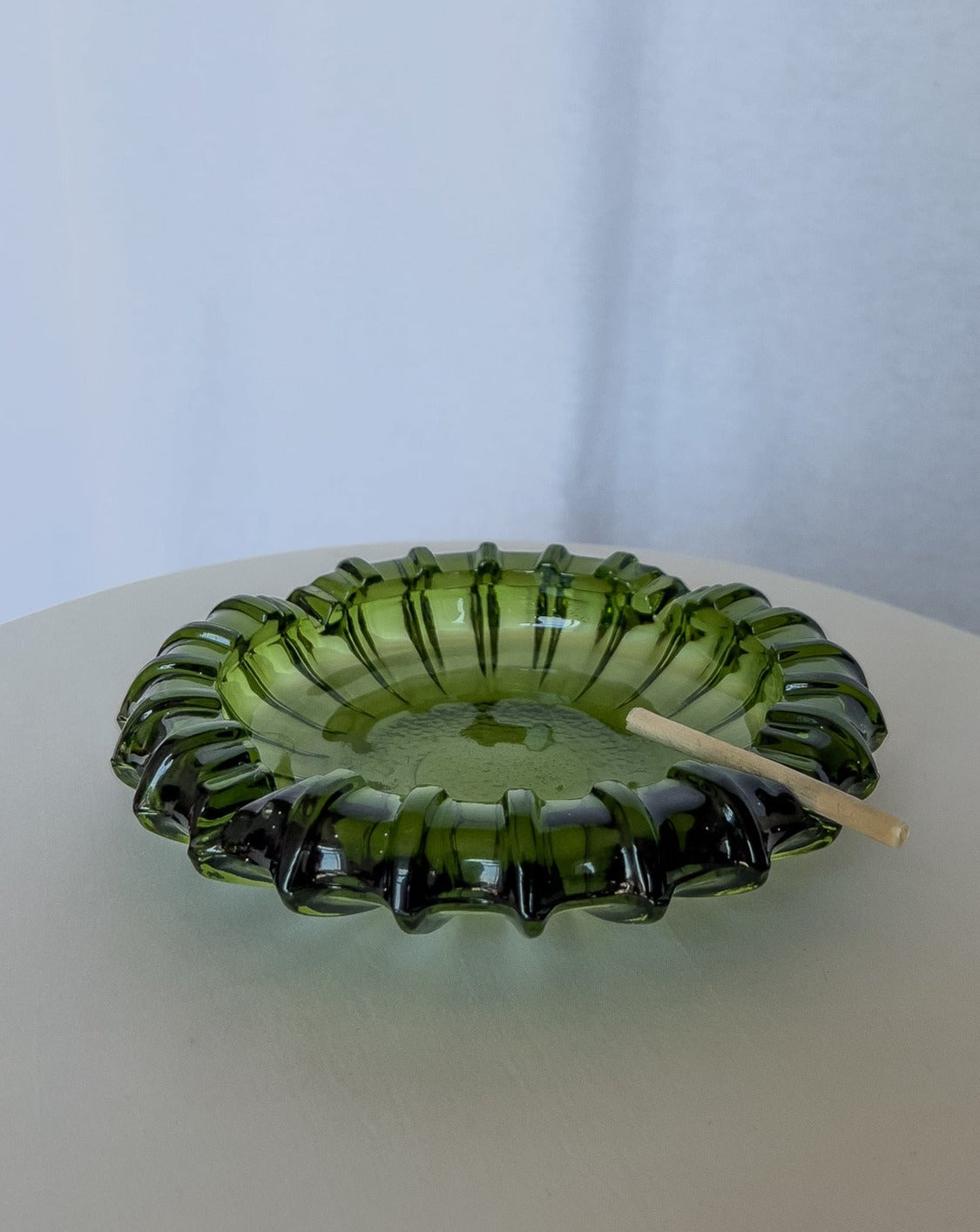 Amber Green Glass Ashtray