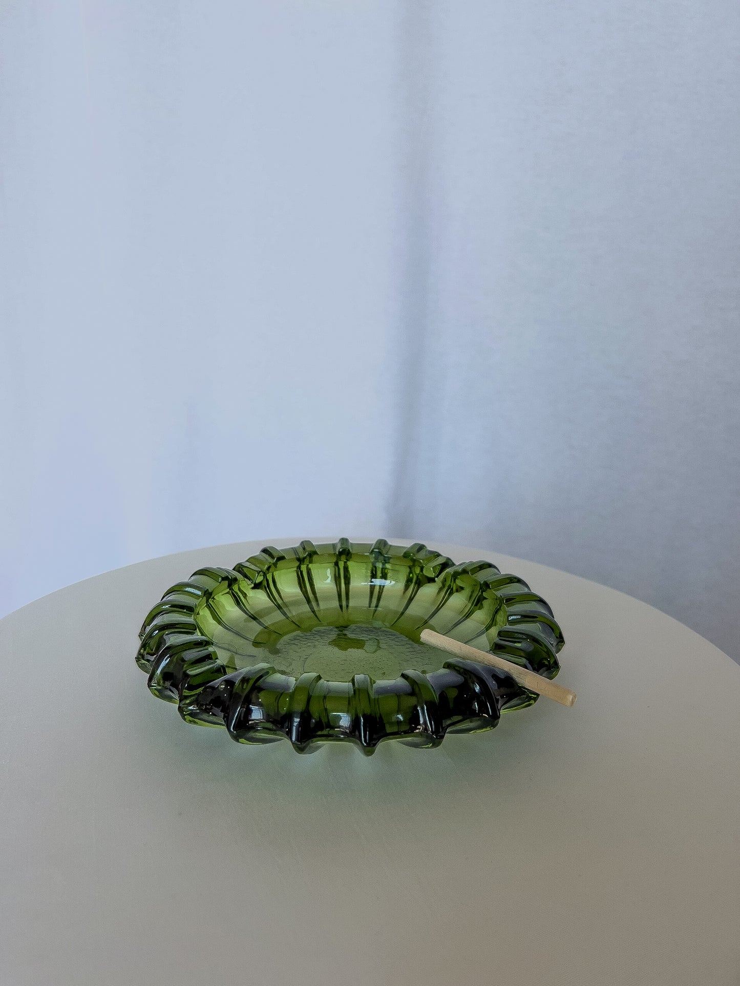 Amber Green Glass Ashtray