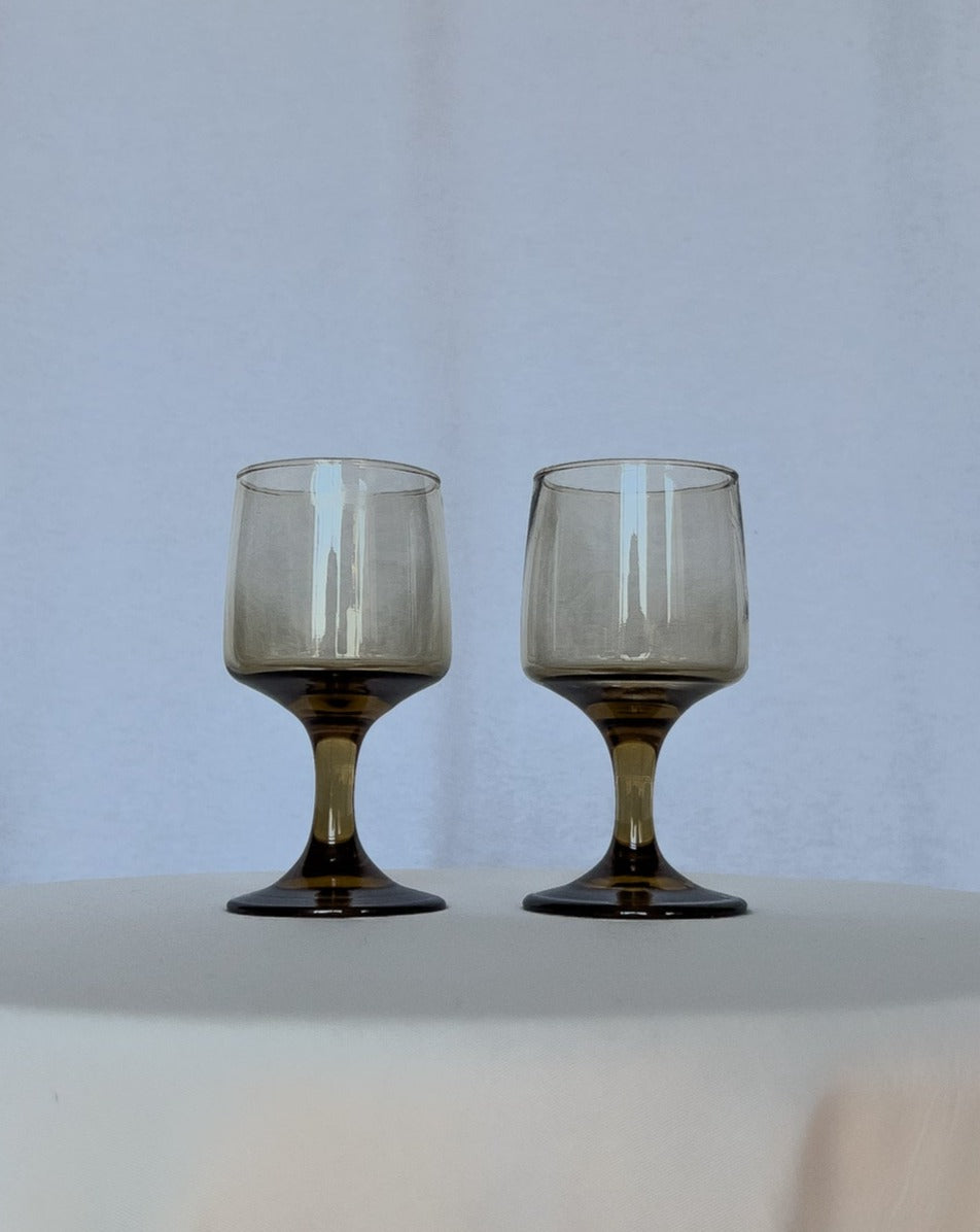 Vintage Smokey Amber Bar Glasses