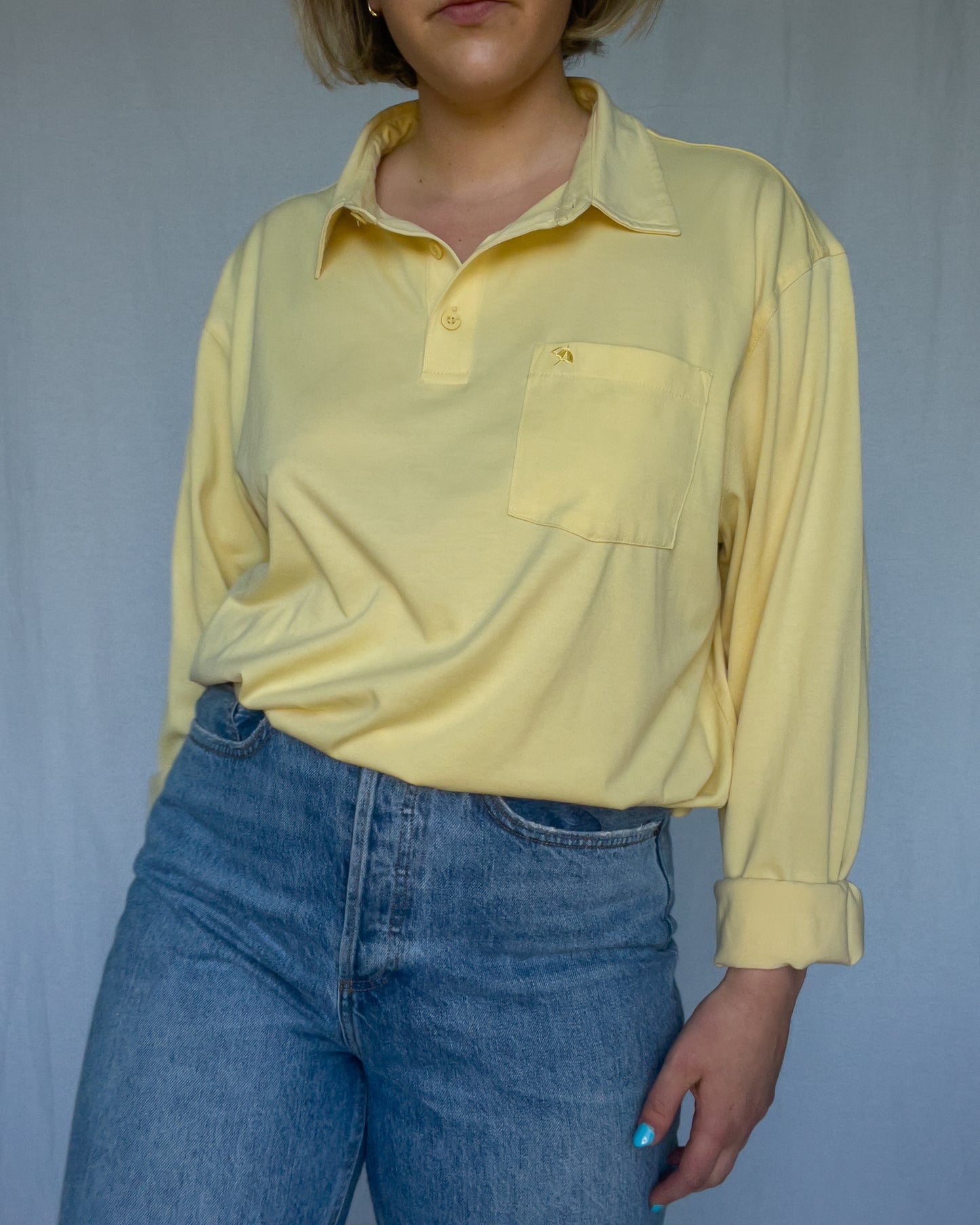 Light Yellow Oversized Long-Sleeve Arnold Palmer Polo