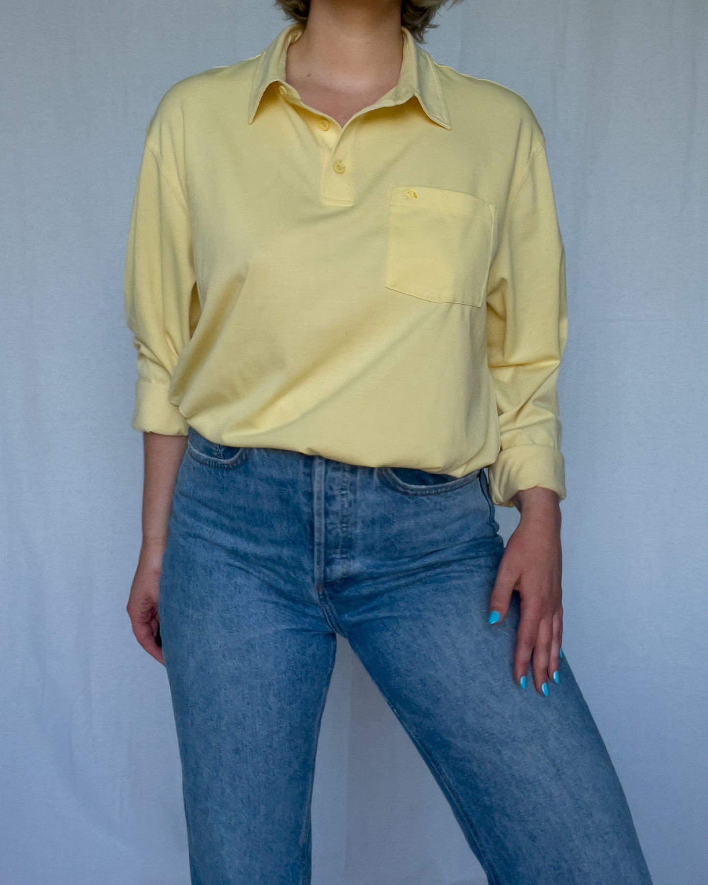 Light Yellow Oversized Long-Sleeve Arnold Palmer Polo