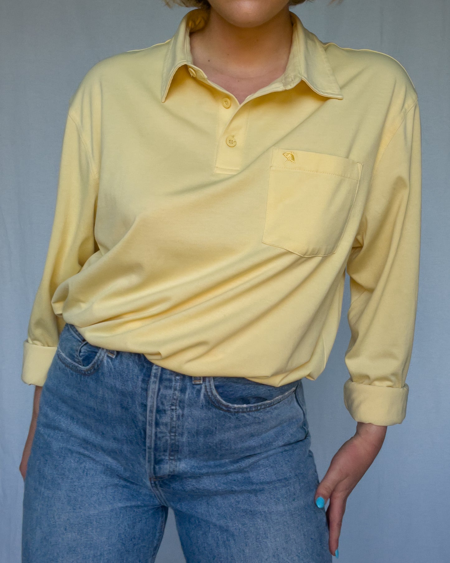 Light Yellow Oversized Long-Sleeve Arnold Palmer Polo