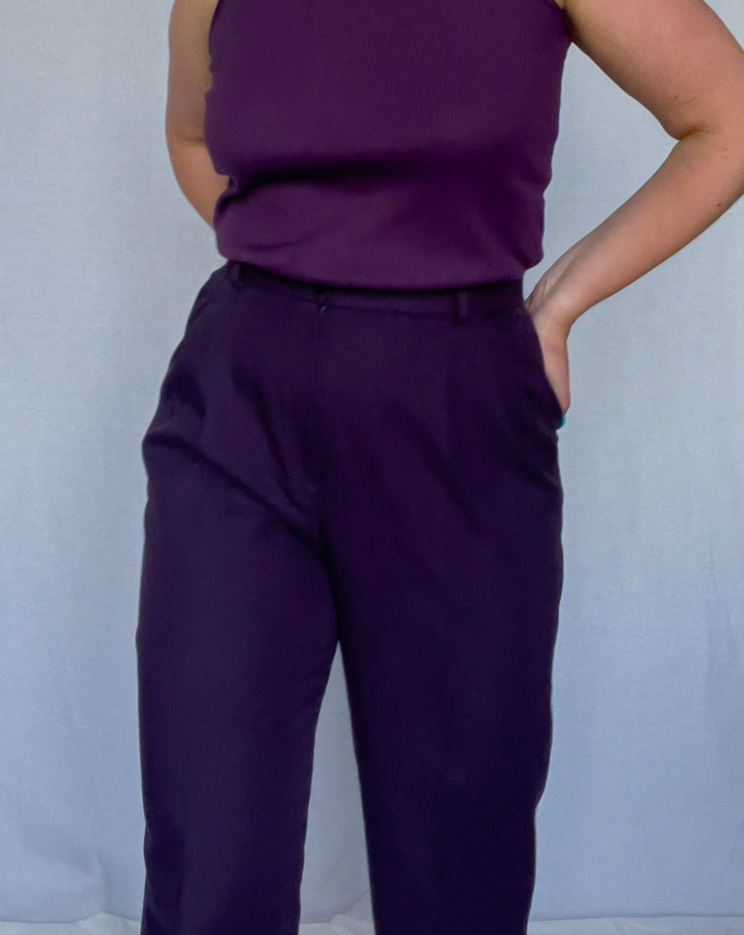 Purple High Waisted Peg Leg Dress Pants