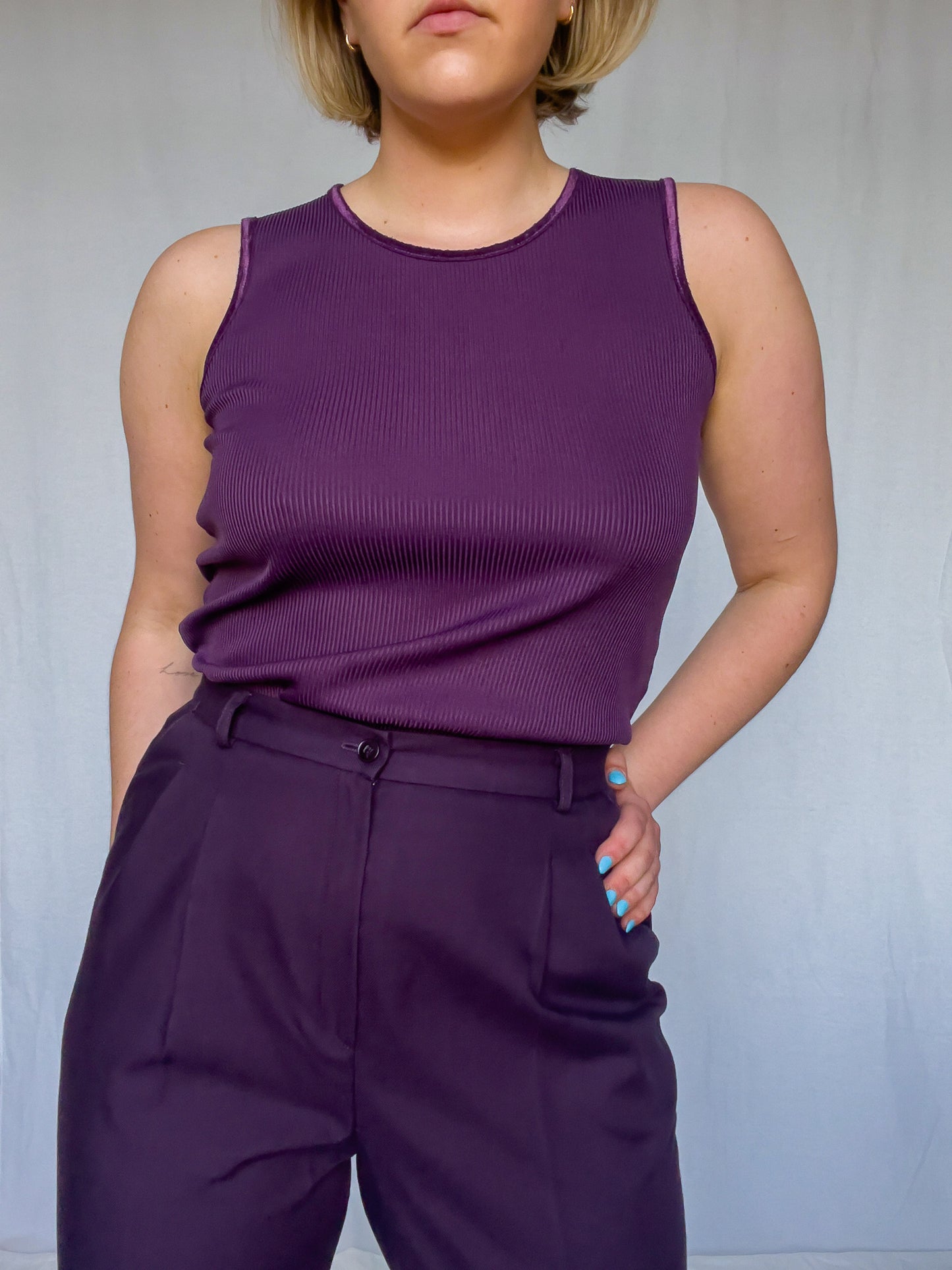 90's Ribbed Purple Tank