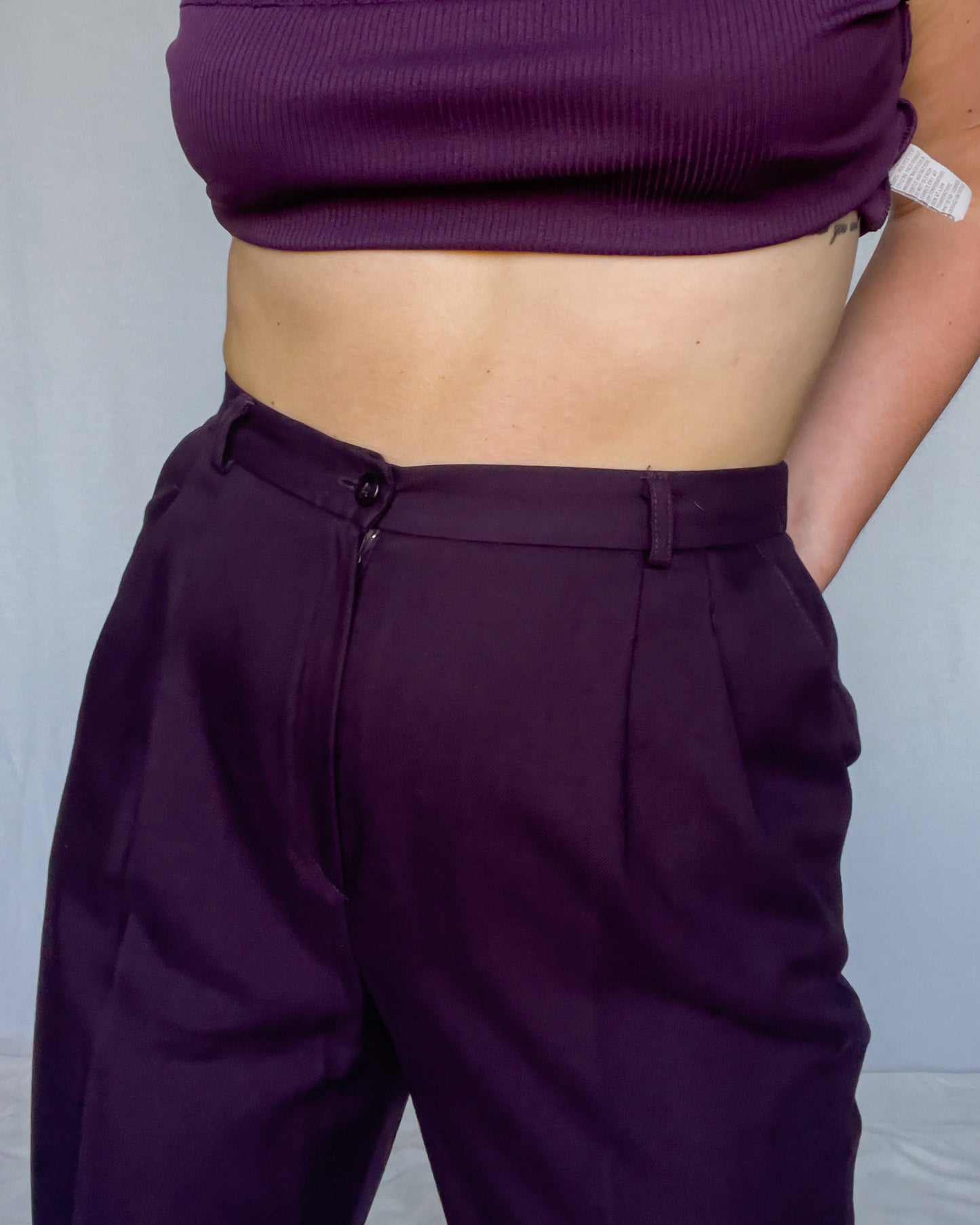 Purple High Waisted Peg Leg Dress Pants