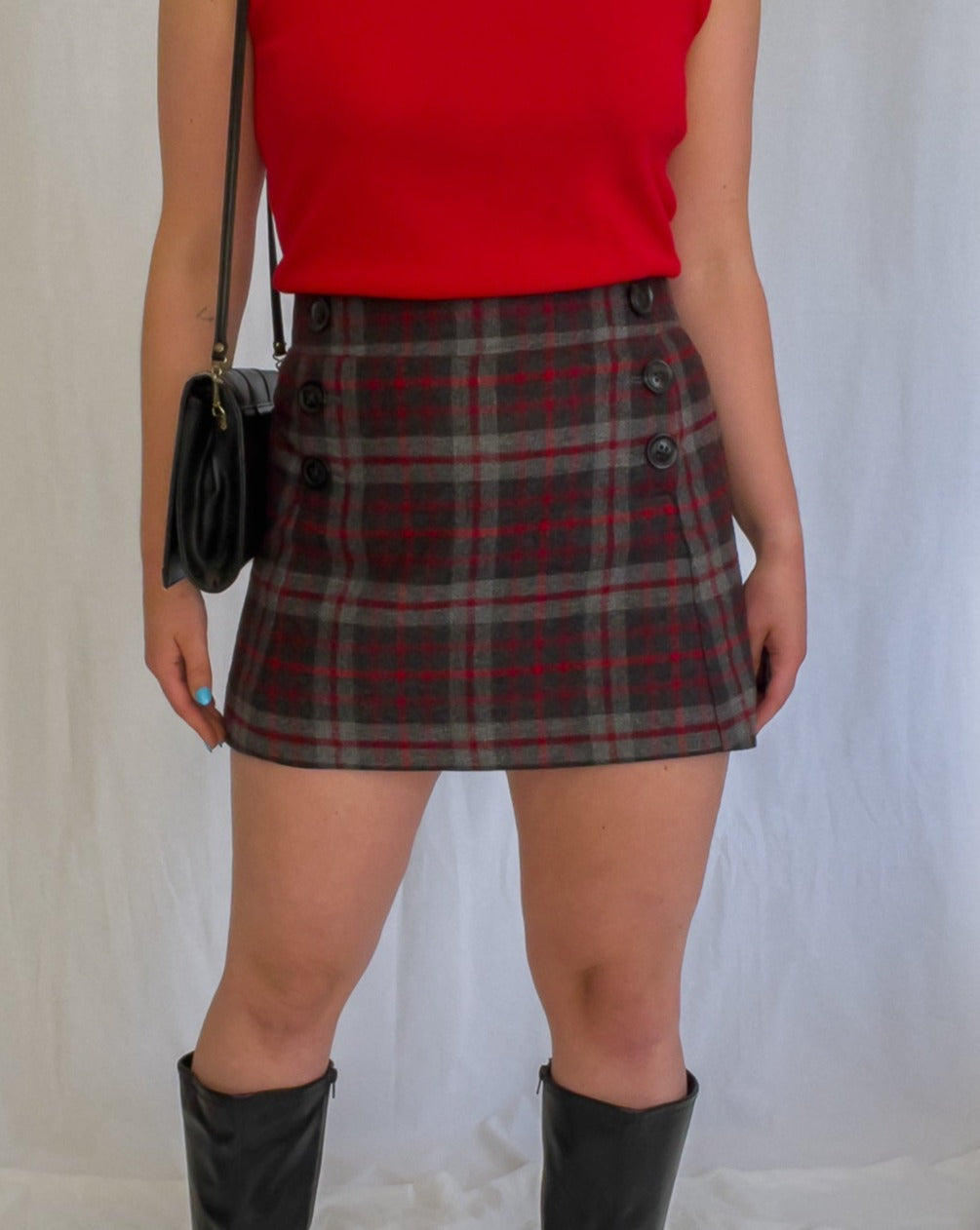 Woven Plaid Mini Skirt