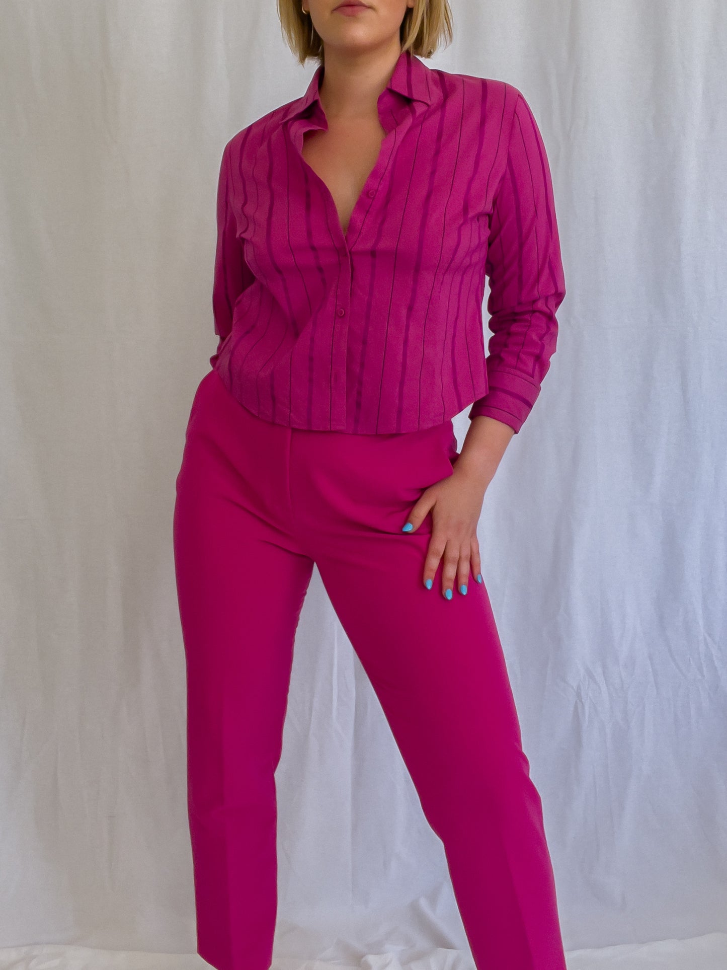 Striped Pink Collared Shirt