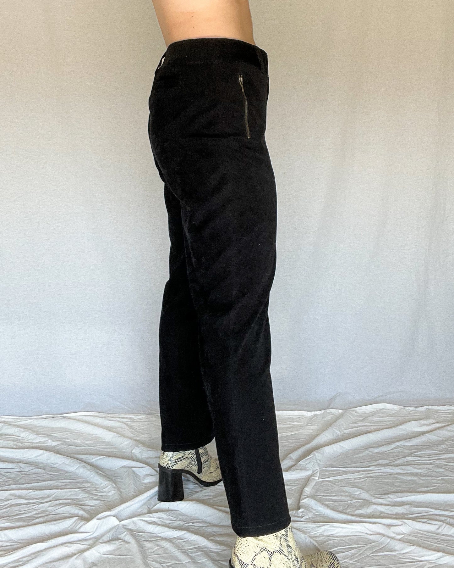 Black Suede Wide Leg Pants