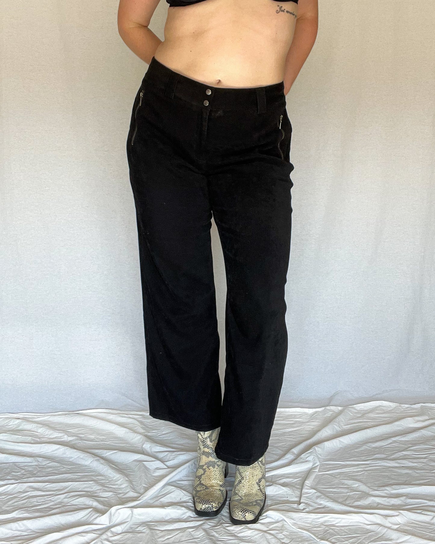 Black Suede Wide Leg Pants