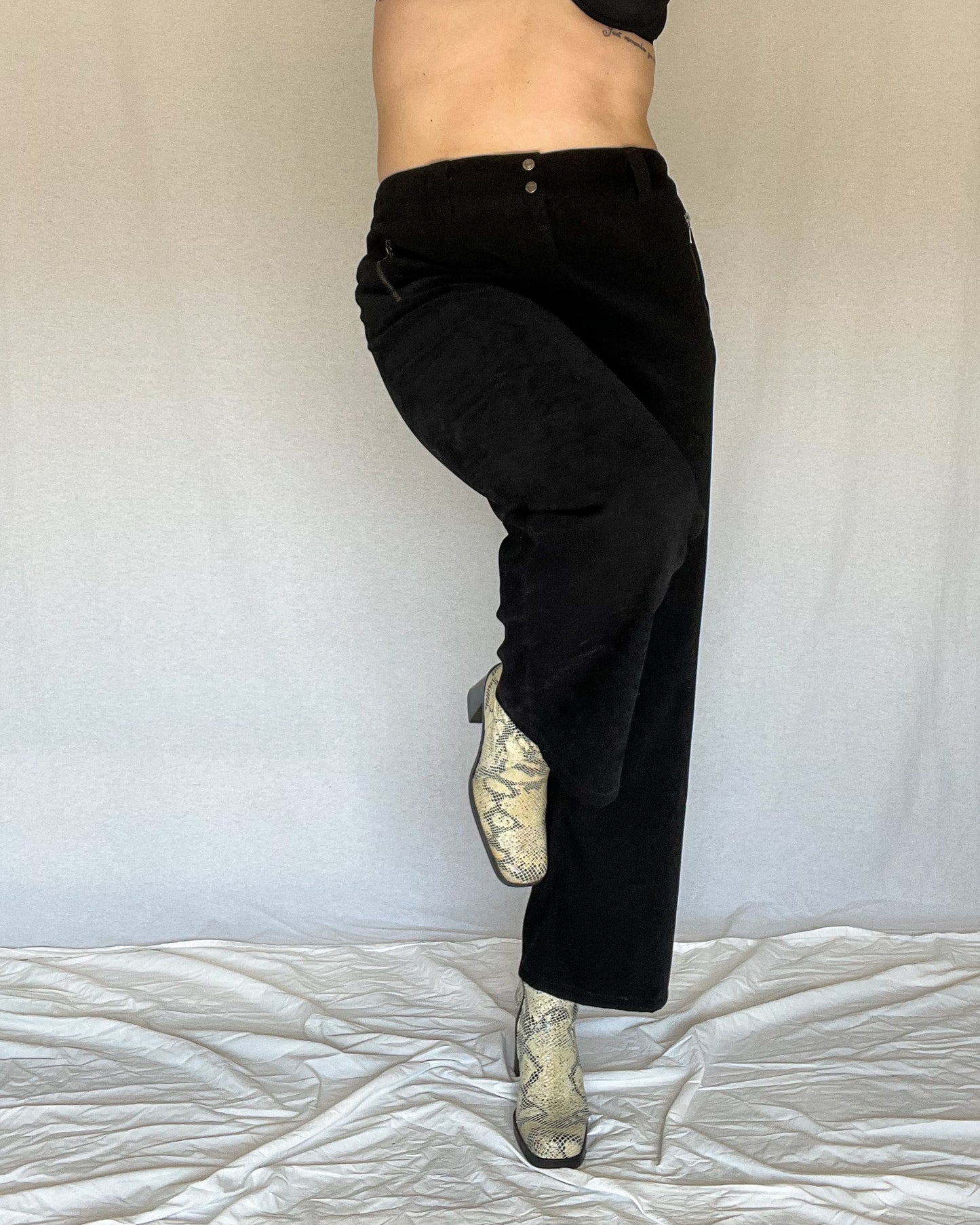 Black Suede Wide Leg Pants