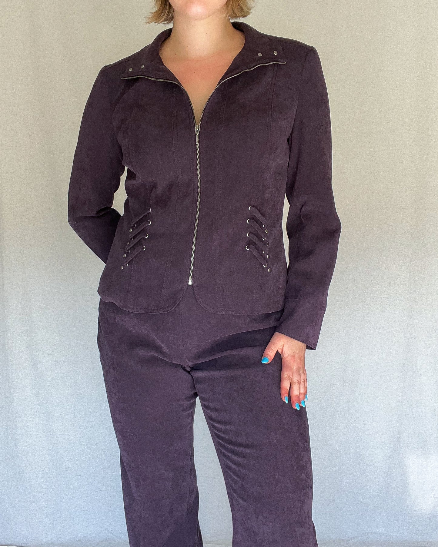 Purple Suede Pant Suit