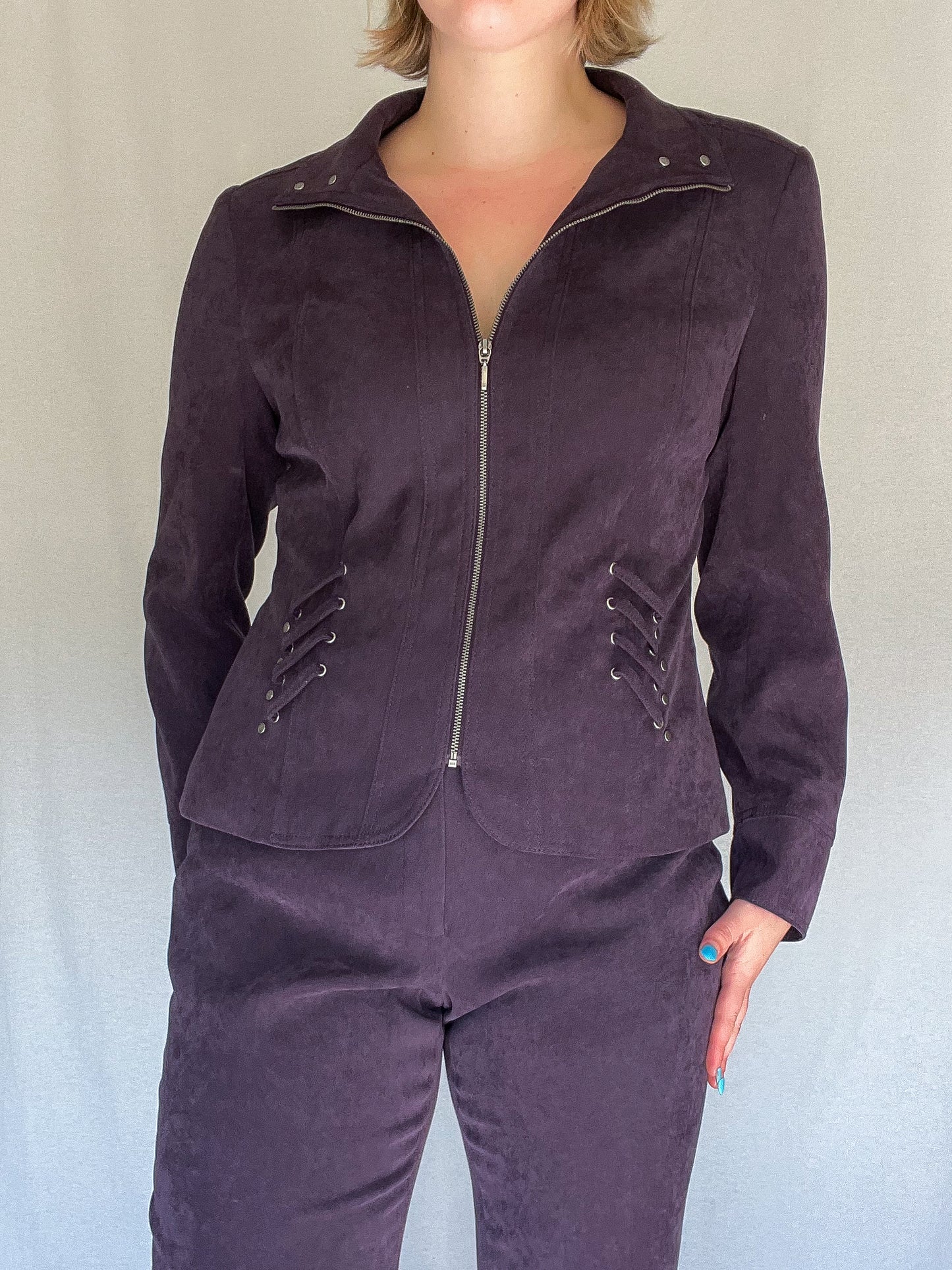 Purple Suede Pant Suit
