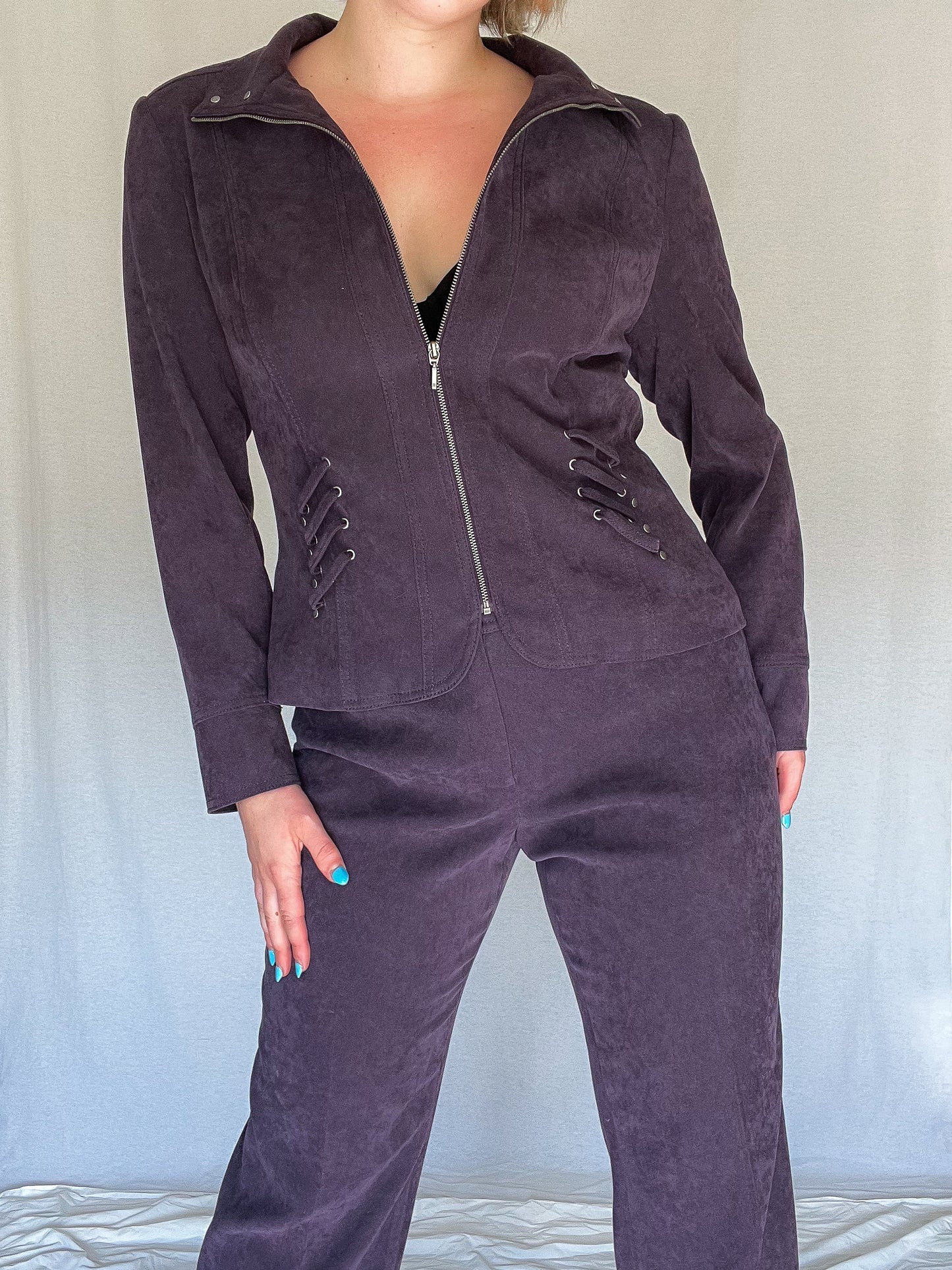 Purple Suede Pant Suit