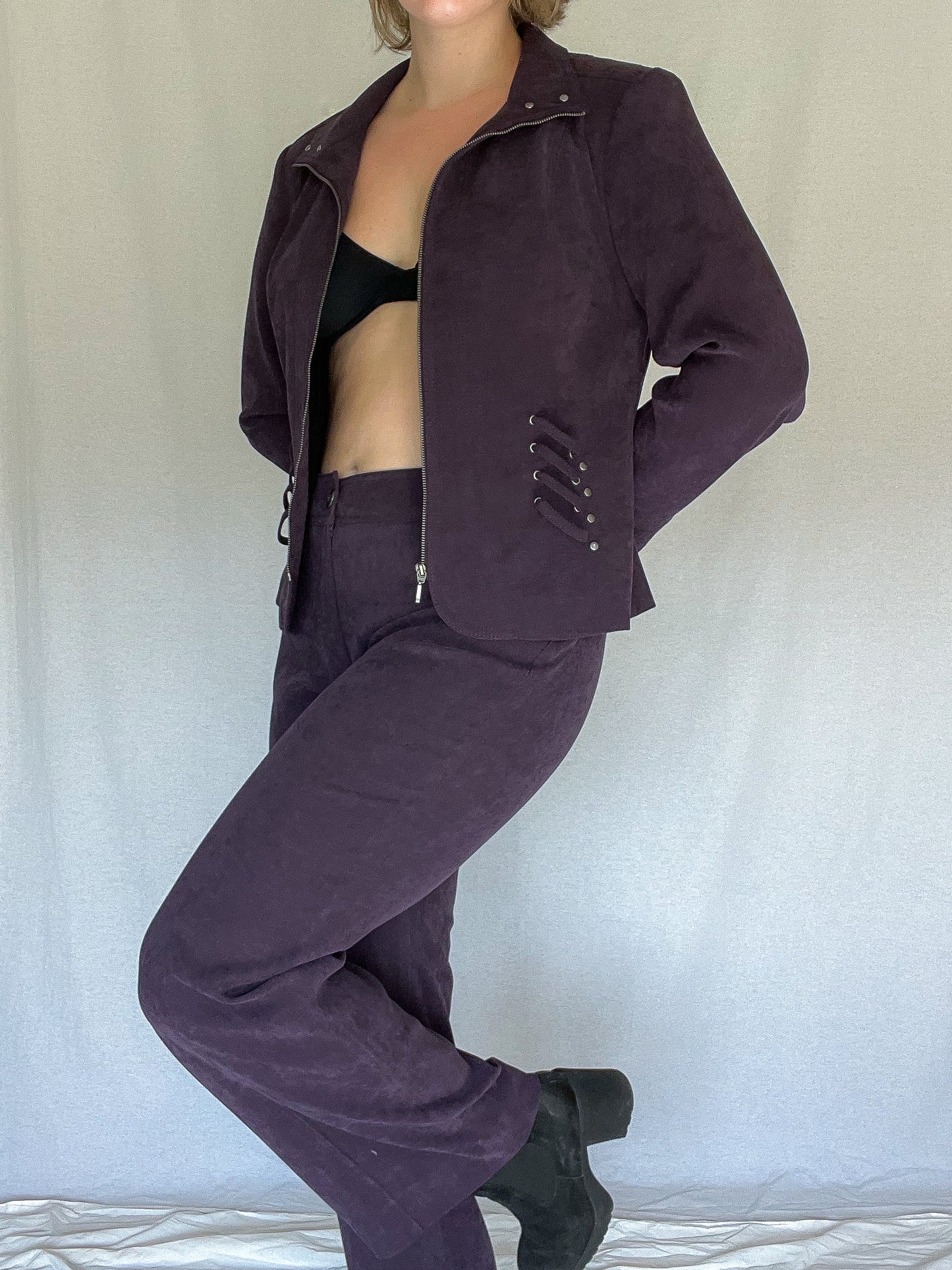 Purple Suede Pant Suit