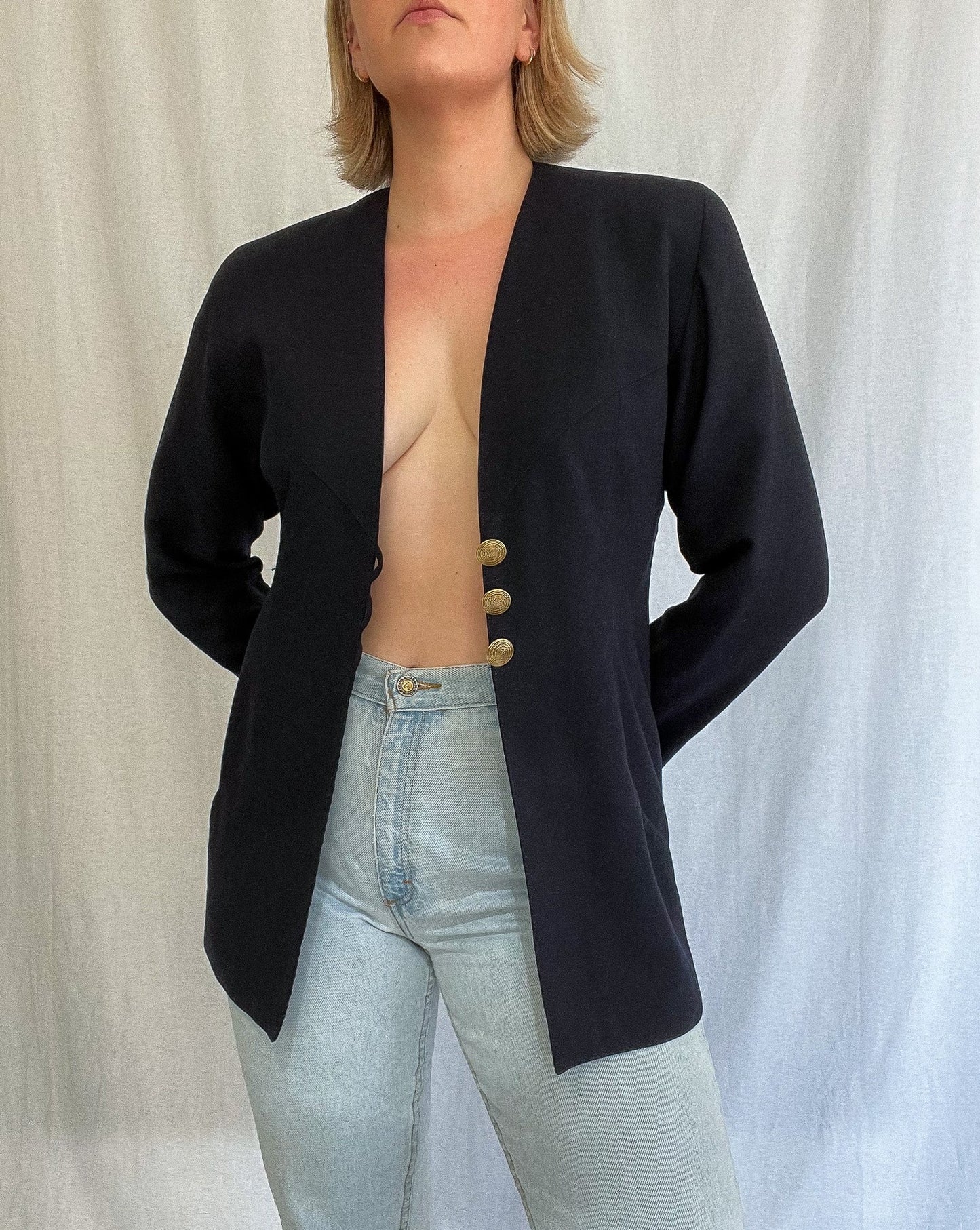 Vintage Navy Triple Button Blazer