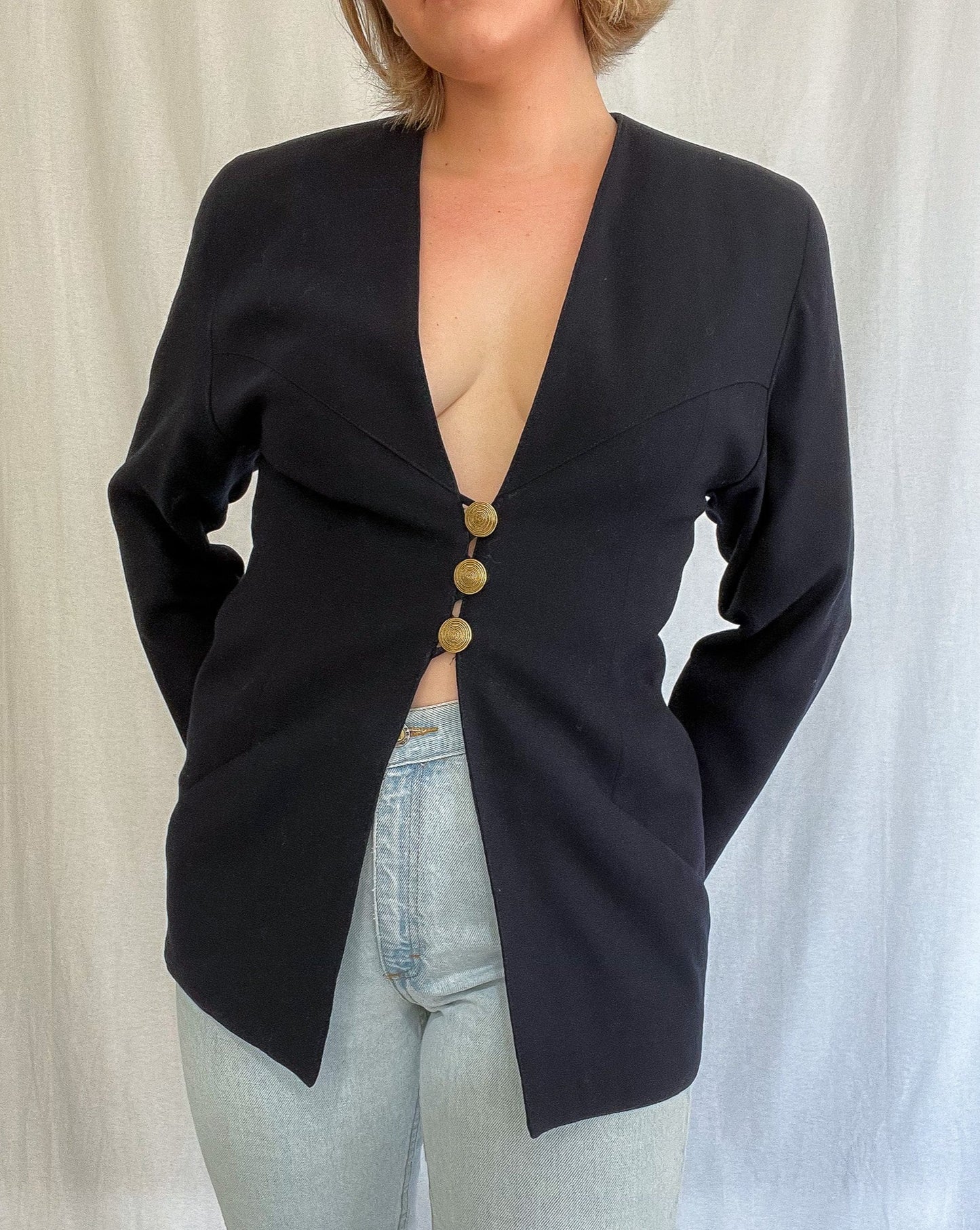 Vintage Navy Triple Button Blazer