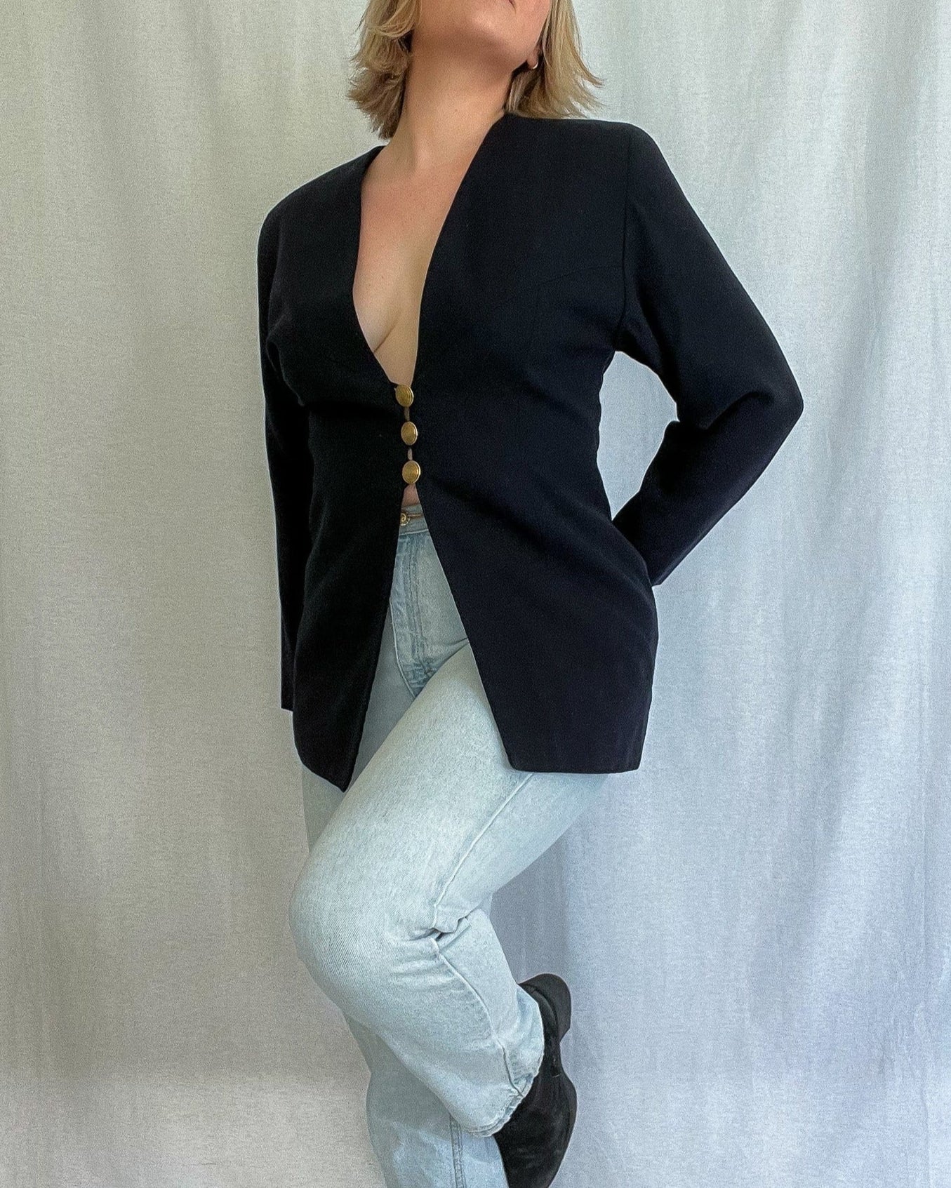 Vintage Navy Triple Button Blazer