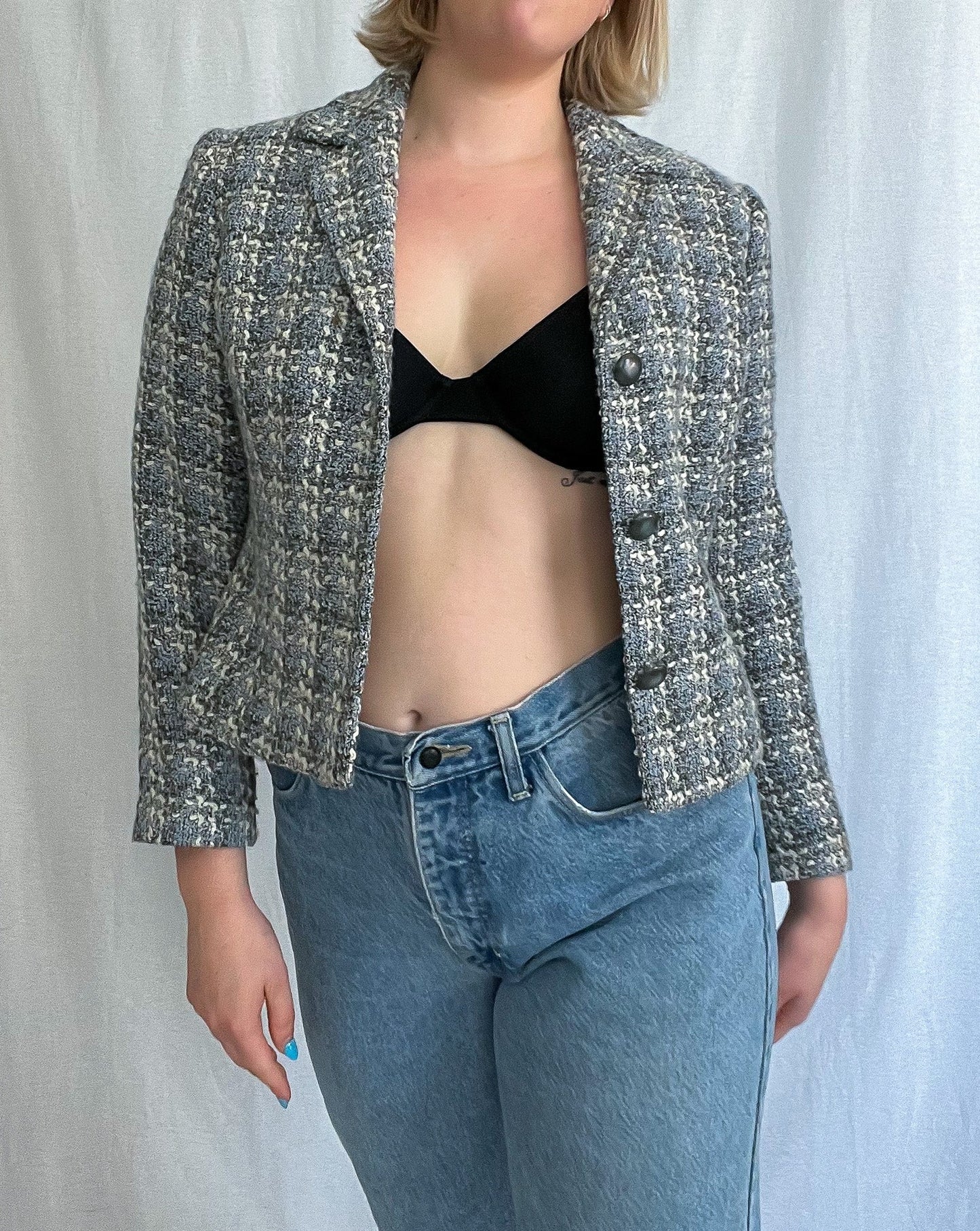 Baby Blue Tweed Blazer