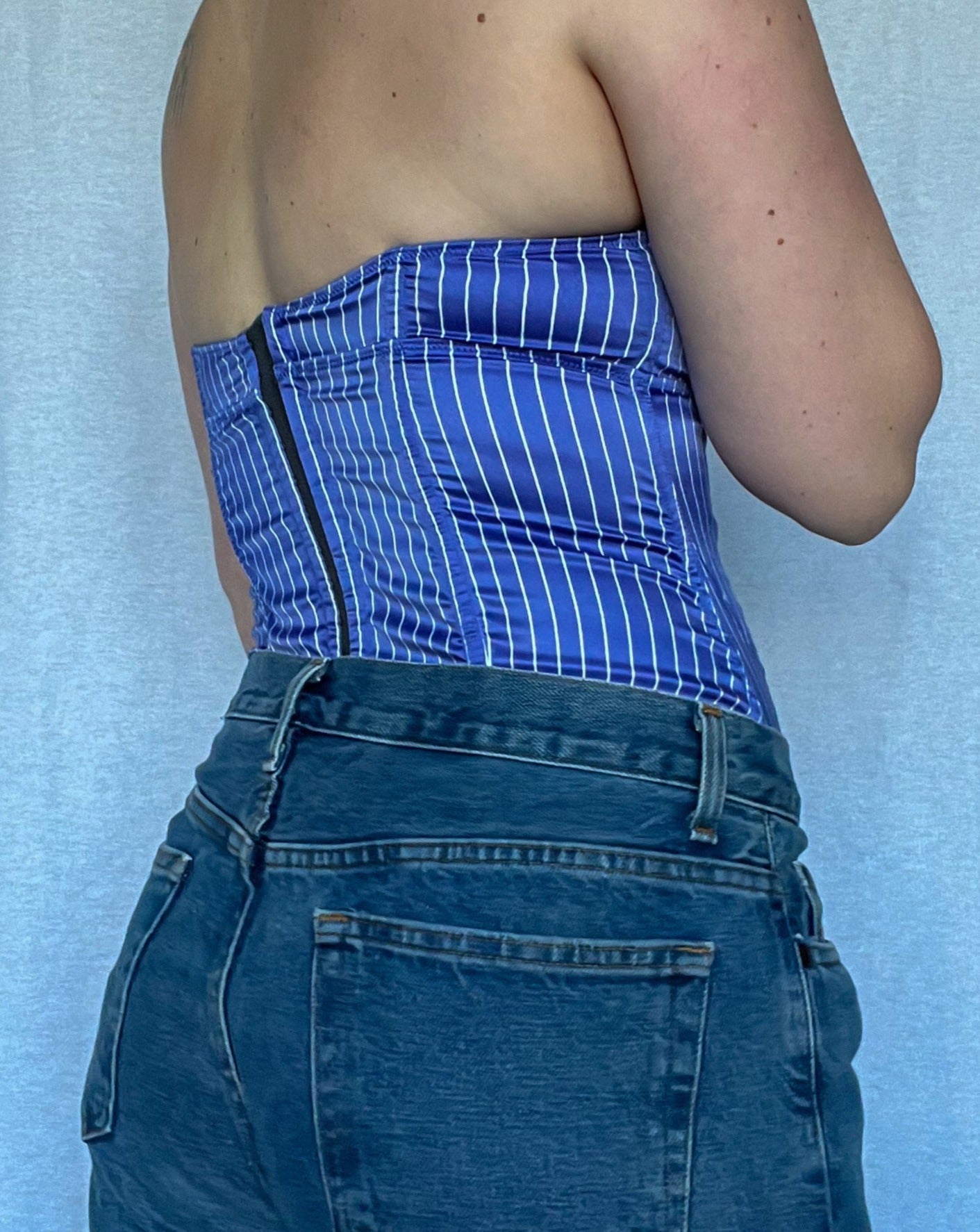 Pin-Striped Satin Bustier
