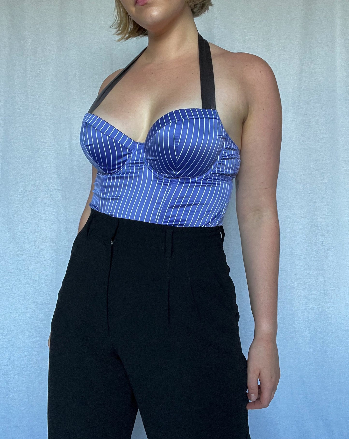 Pin-Striped Satin Bustier