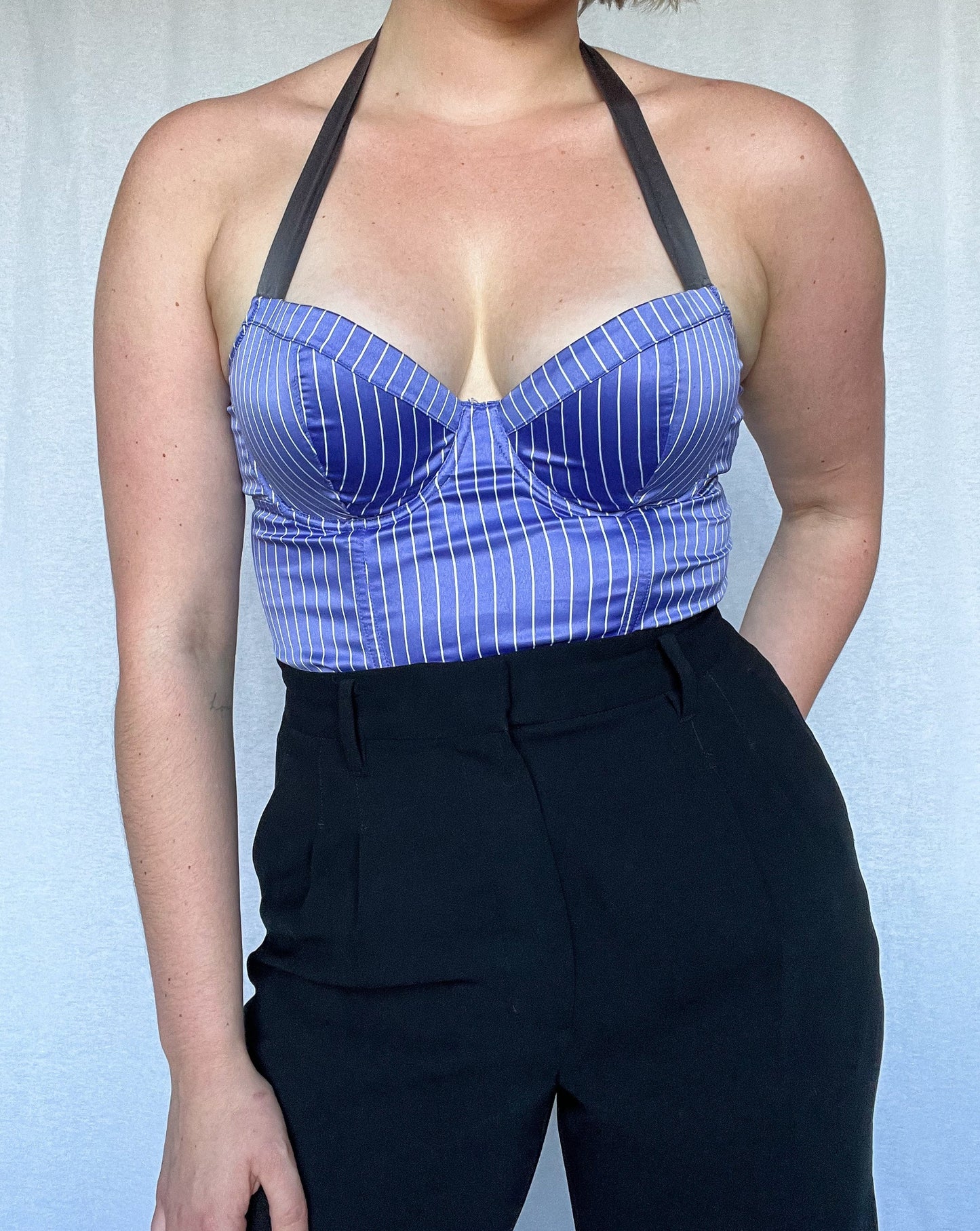 Pin-Striped Satin Bustier